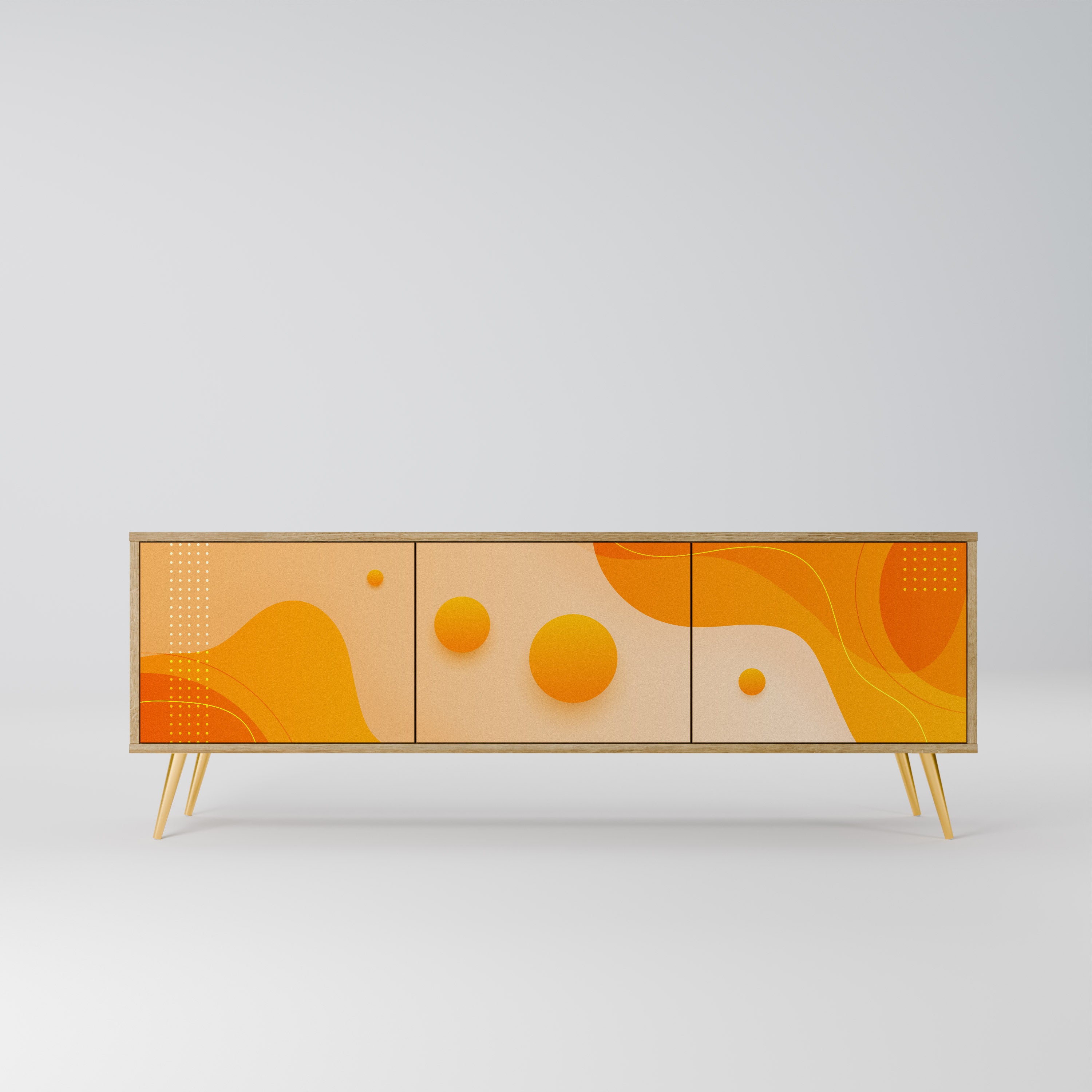 ORANGE ARRANGEMENT 3-Door TV Stand in Oak Effect