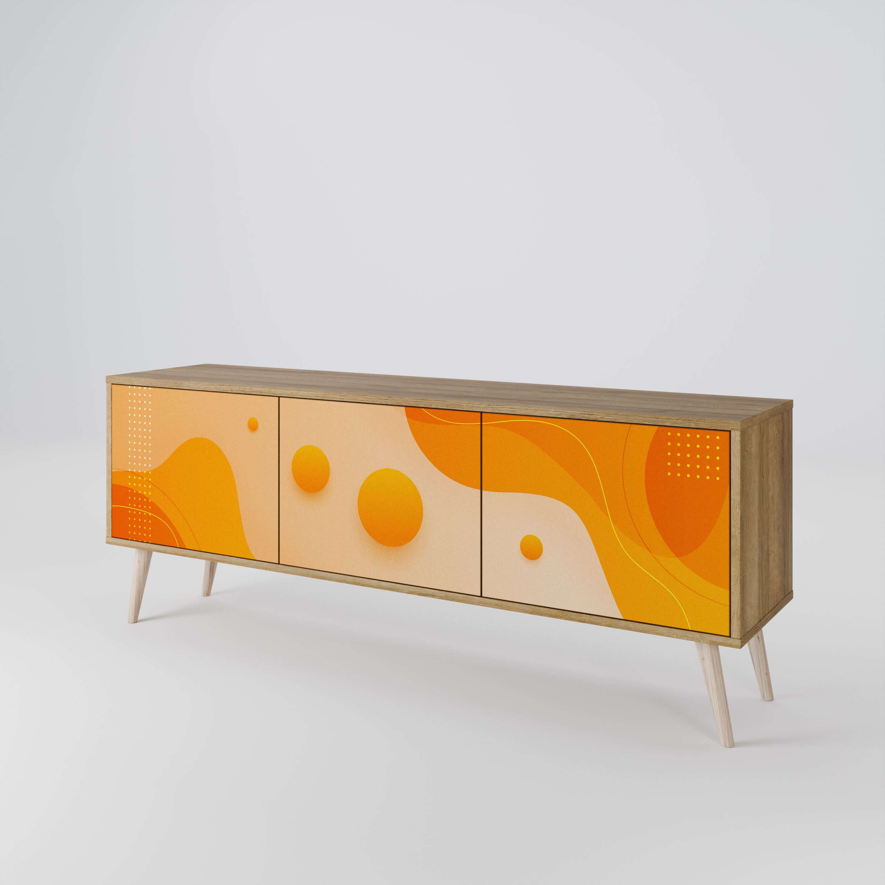 ORANGE ARRANGEMENT 3-Door TV Stand in Oak Effect