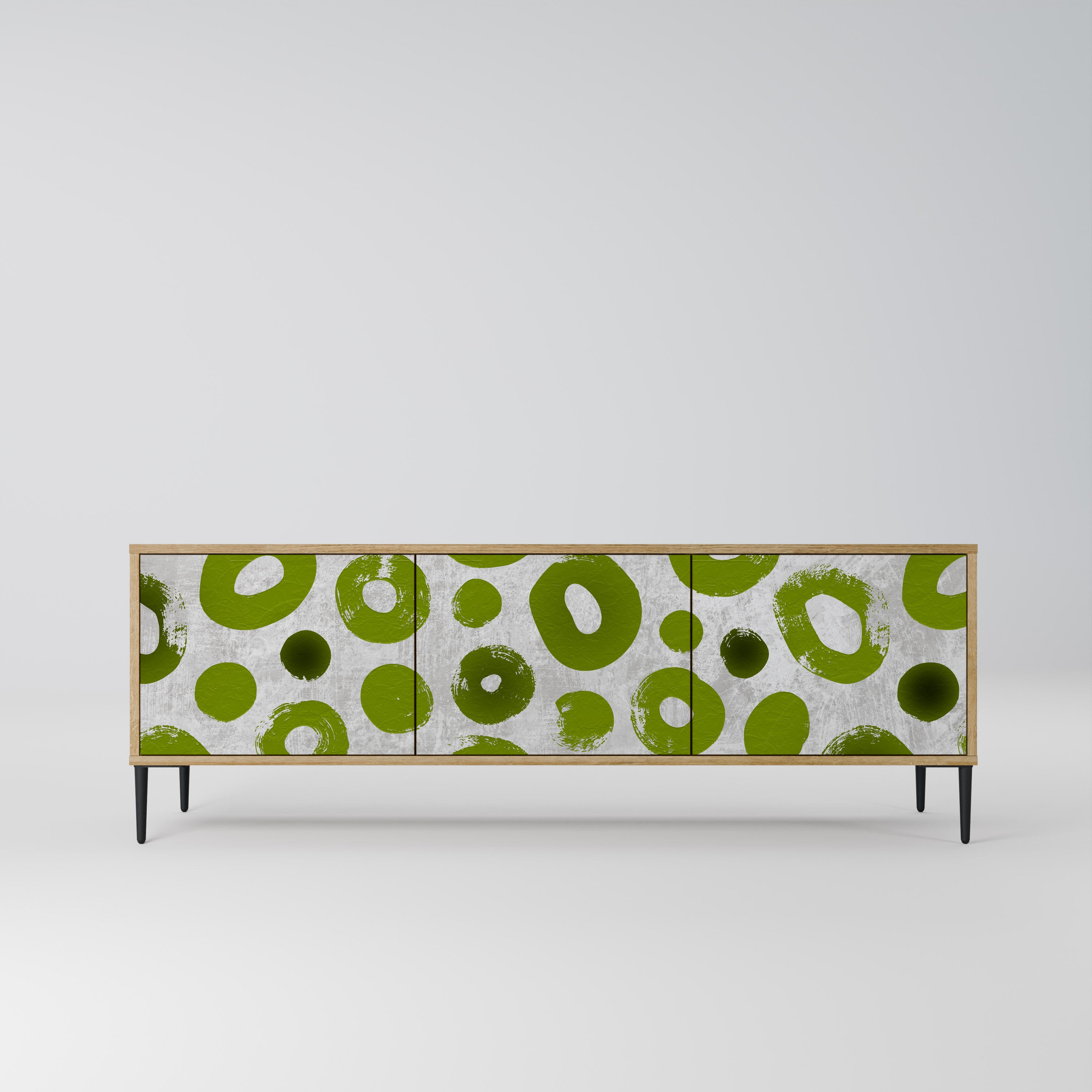 GREEN RHAPSODY 3-Door TV Stand in Oak Effect