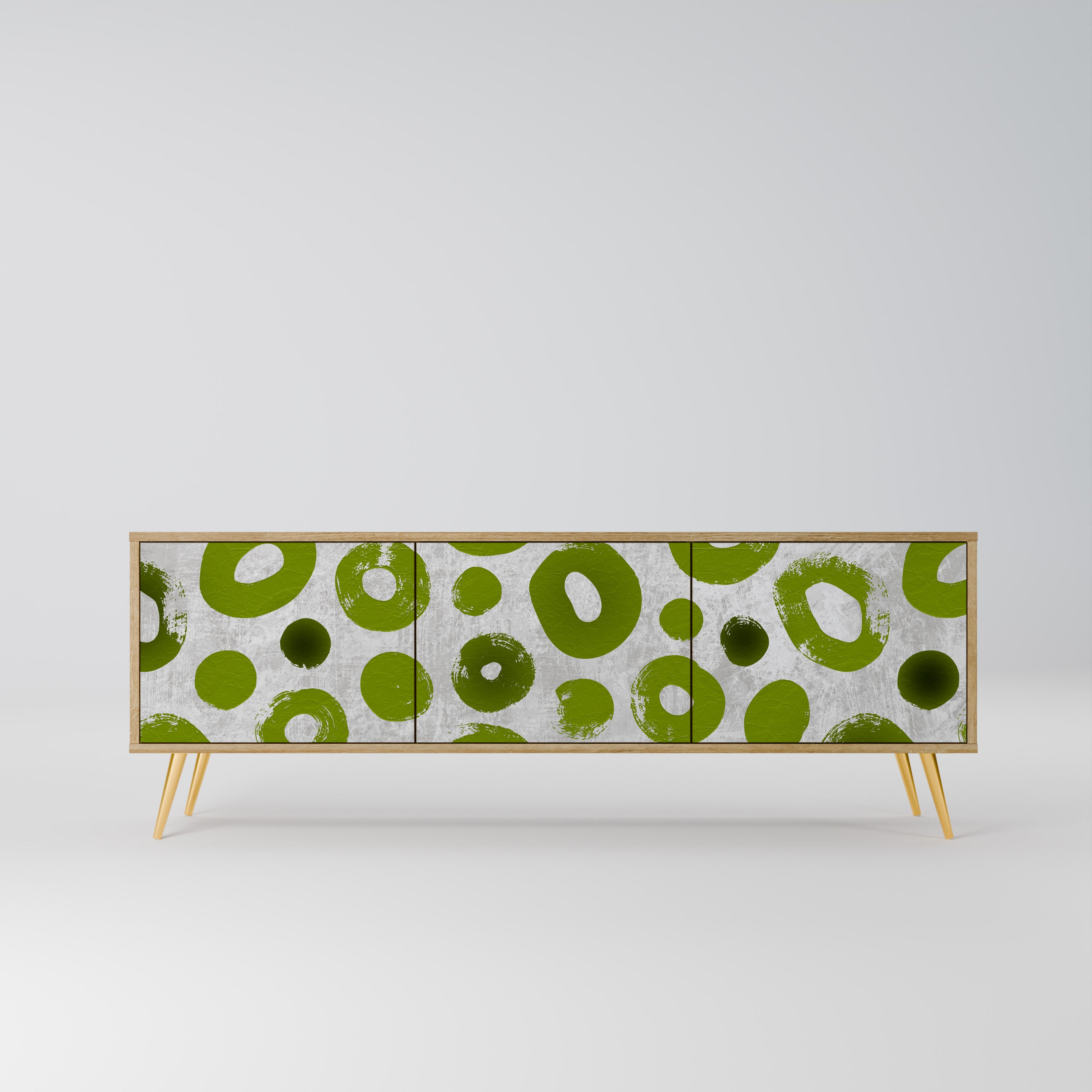 GREEN RHAPSODY 3-Door TV Stand in Oak Effect