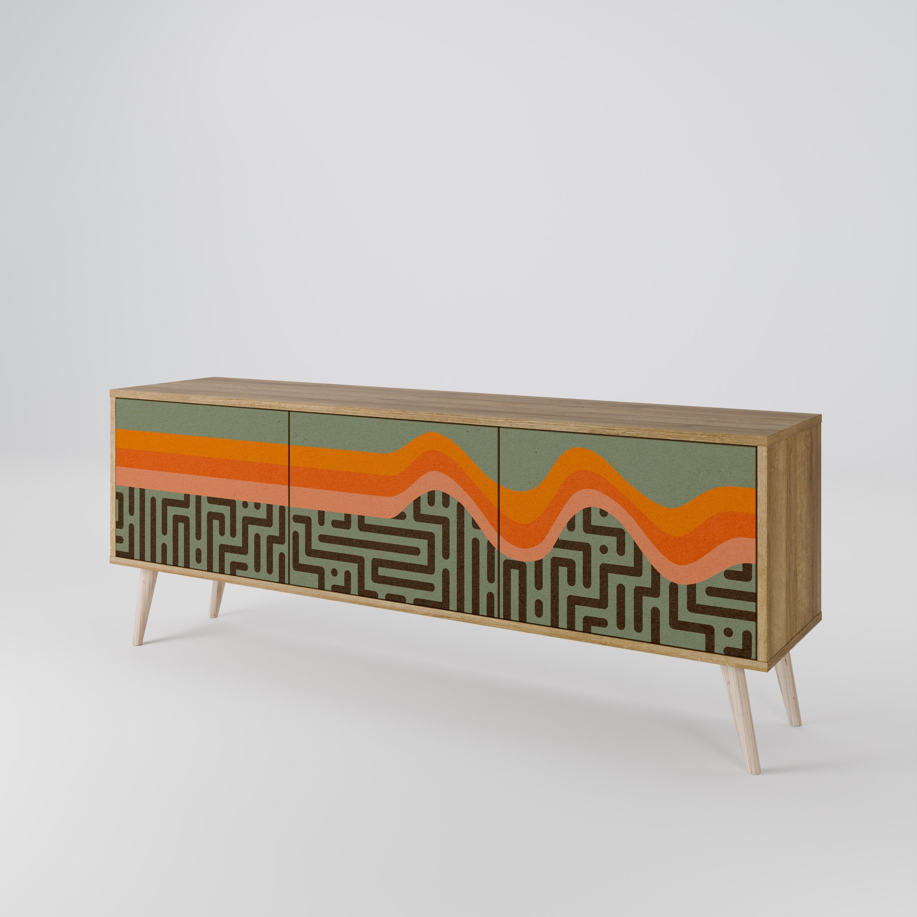 SIMPLE SOLUTIONS 3-Door TV Stand in Oak Effect