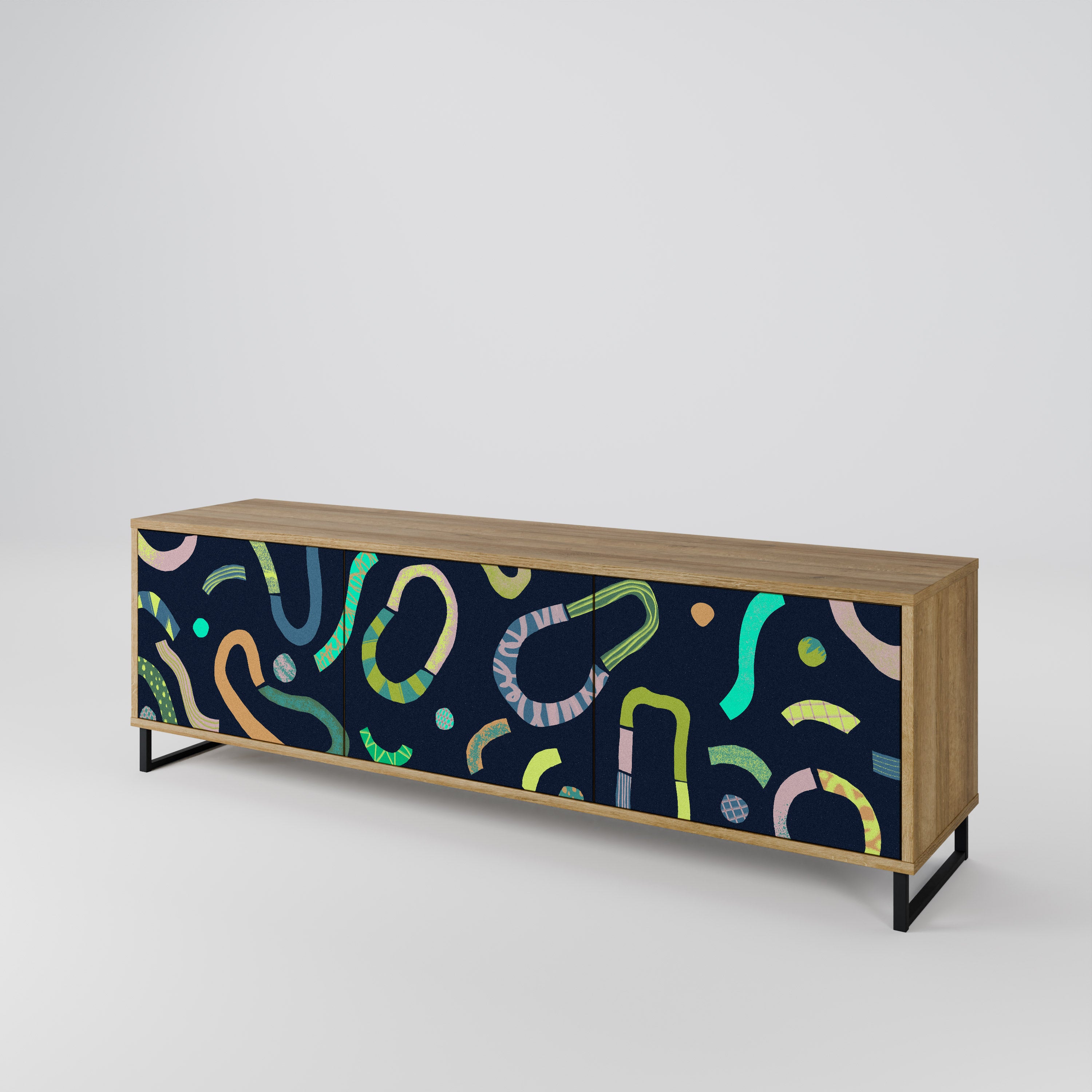 CONTRAST DANCE 3-Door TV Stand in Oak Effect