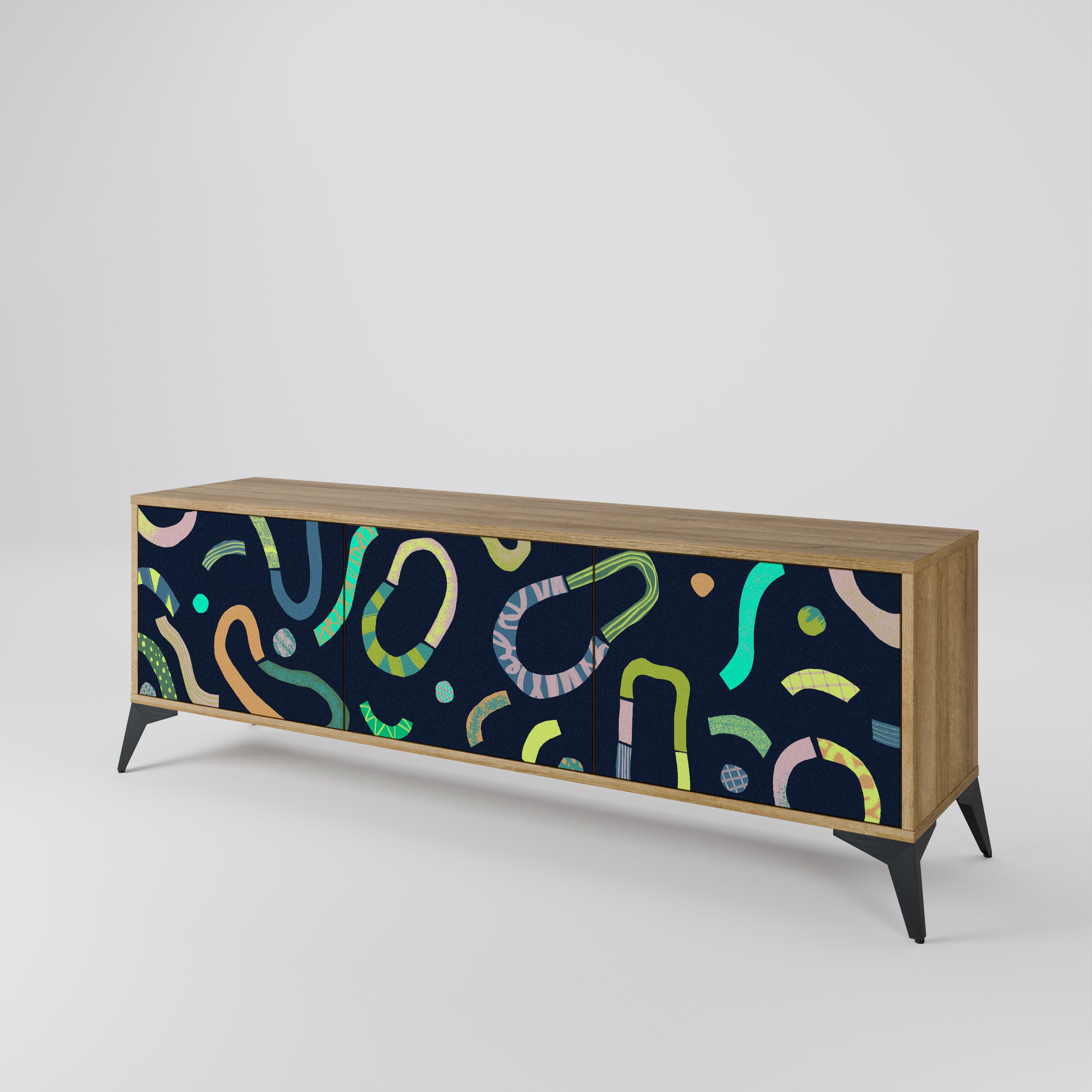 CONTRAST DANCE 3-Door TV Stand in Oak Effect