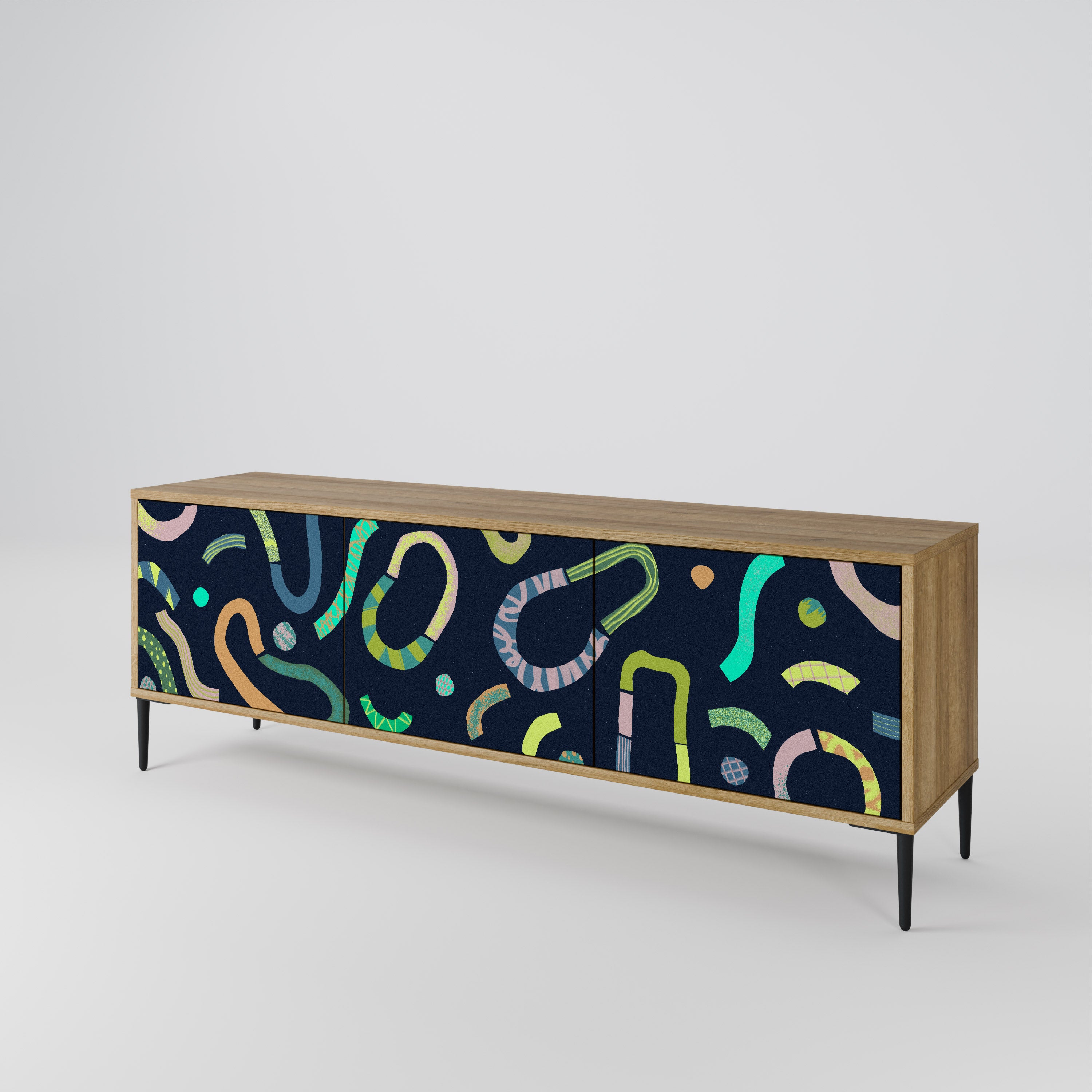 CONTRAST DANCE 3-Door TV Stand in Oak Effect