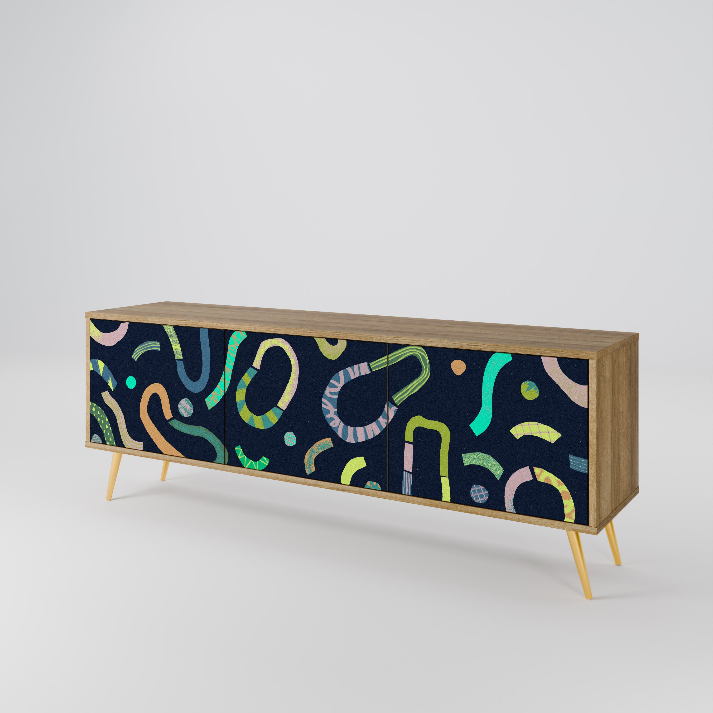 CONTRAST DANCE 3-Door TV Stand in Oak Effect