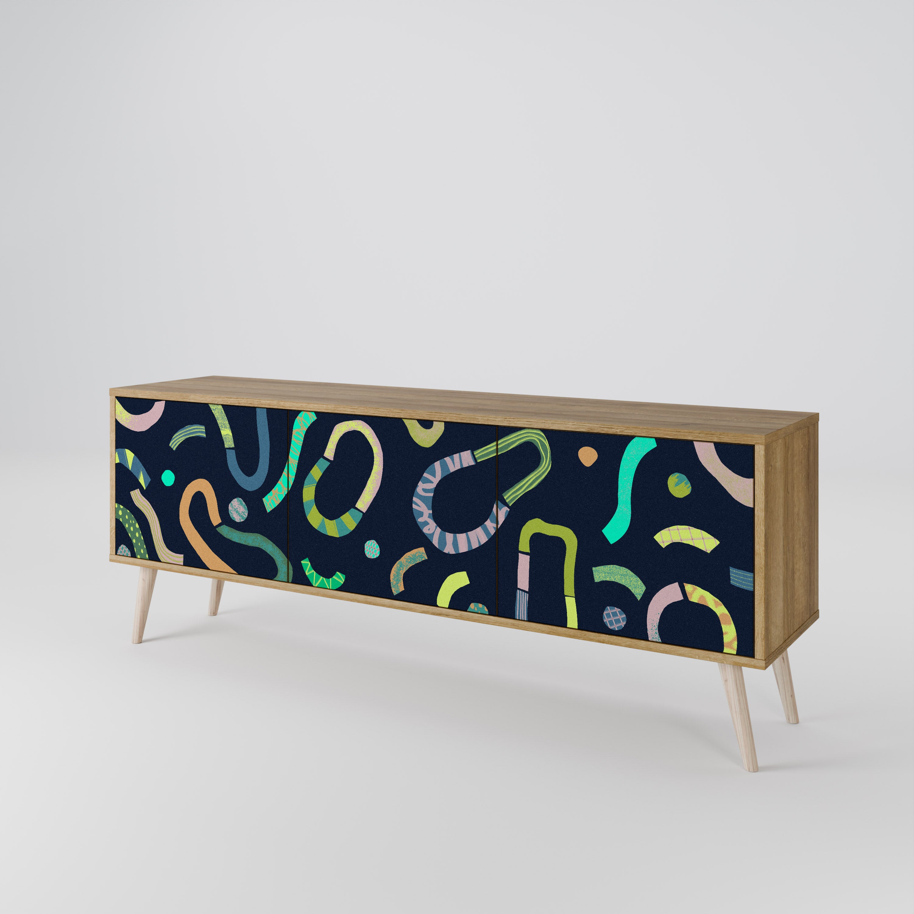 CONTRAST DANCE 3-Door TV Stand in Oak Effect