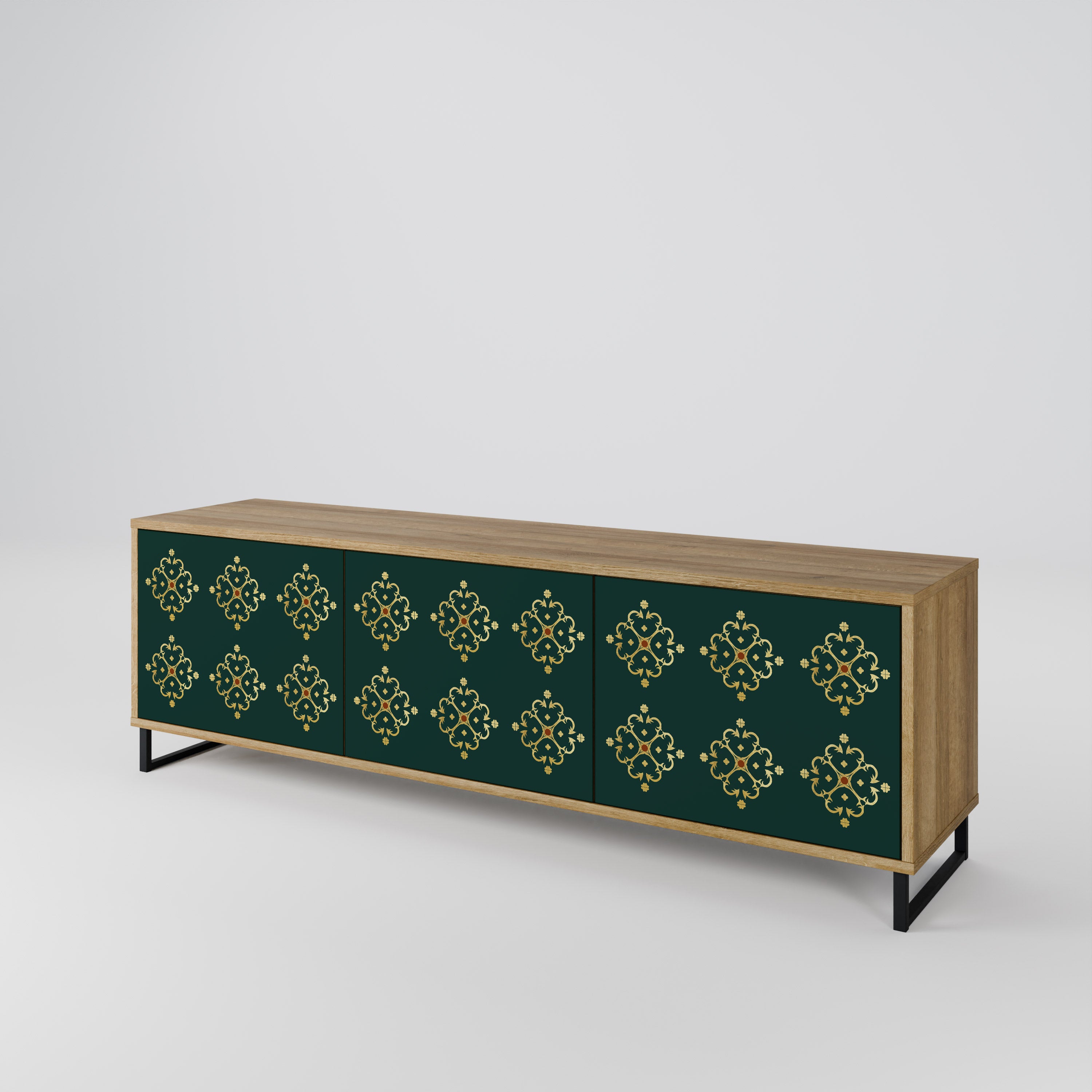 ROYAL MEDALLION 3-Door TV Stand in Oak Effect