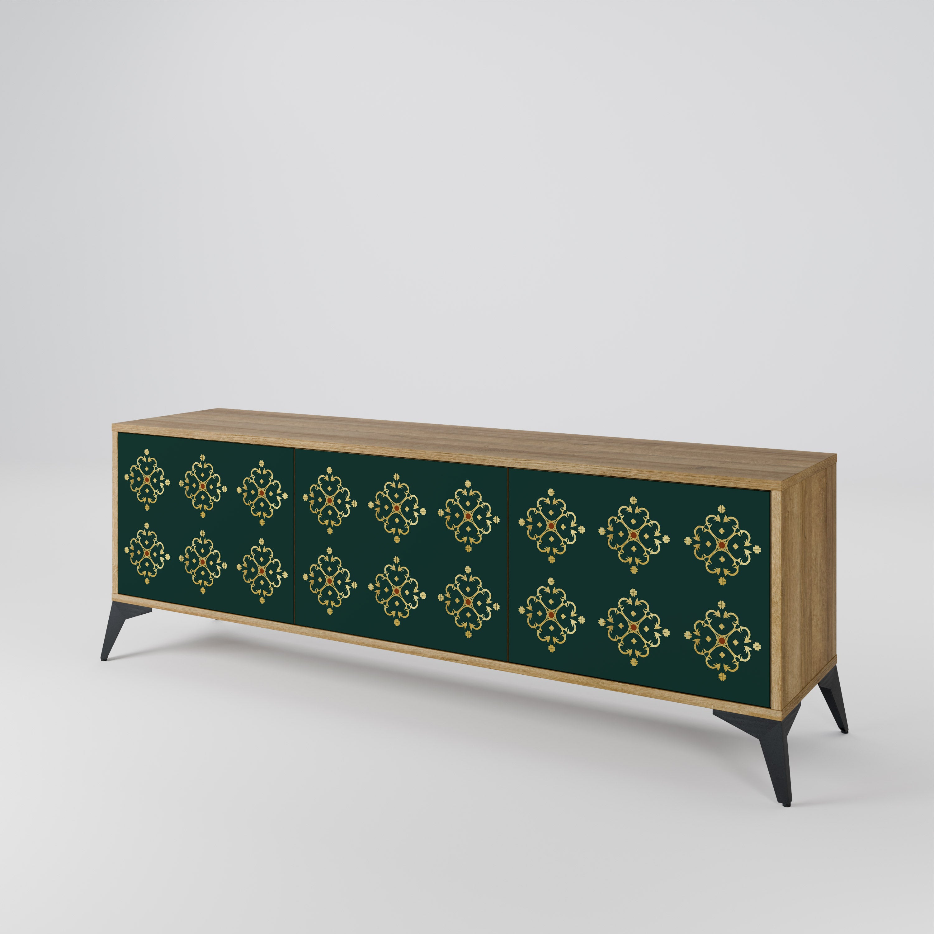 ROYAL MEDALLION 3-Door TV Stand in Oak Effect