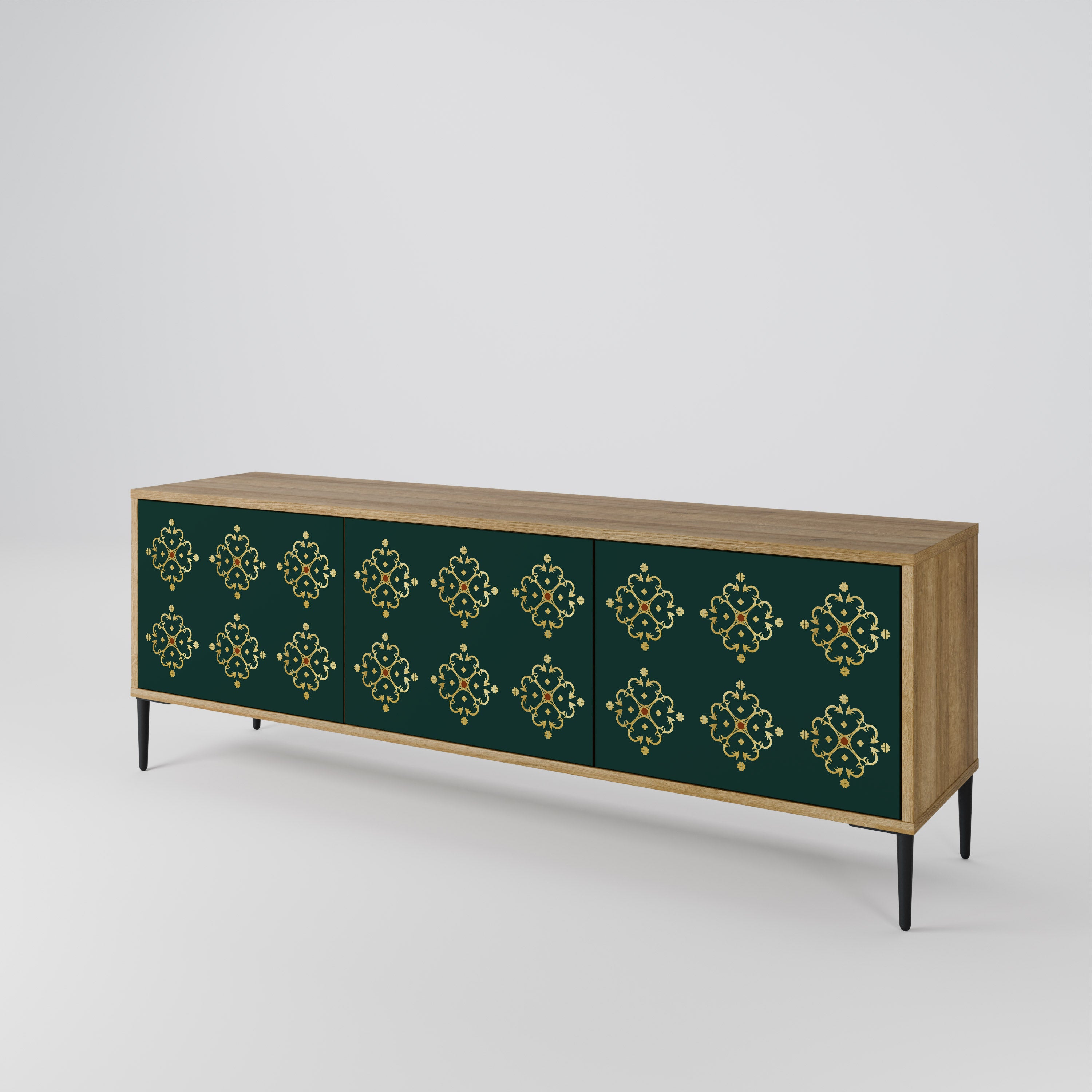 ROYAL MEDALLION 3-Door TV Stand in Oak Effect