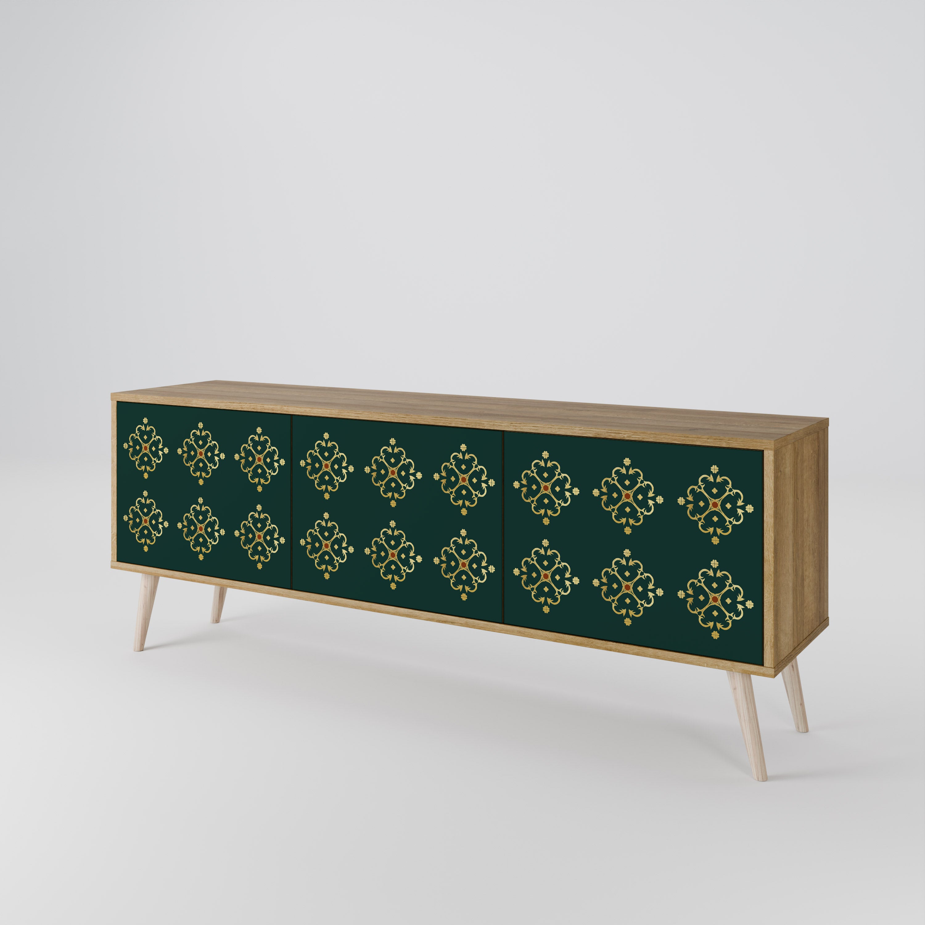 ROYAL MEDALLION 3-Door TV Stand in Oak Effect