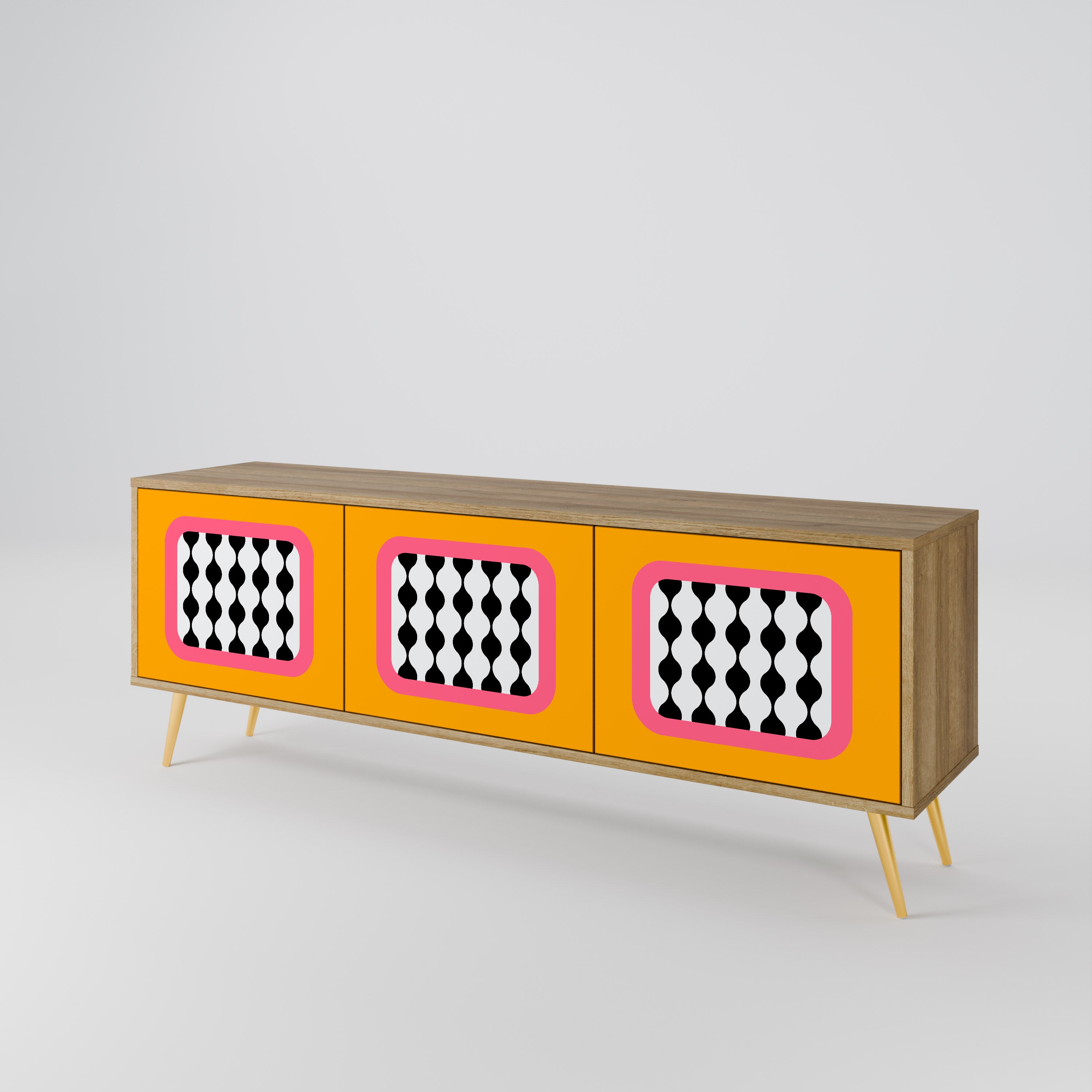 TEARS IN HEAVEN 3-Door TV Stand in Oak Effect