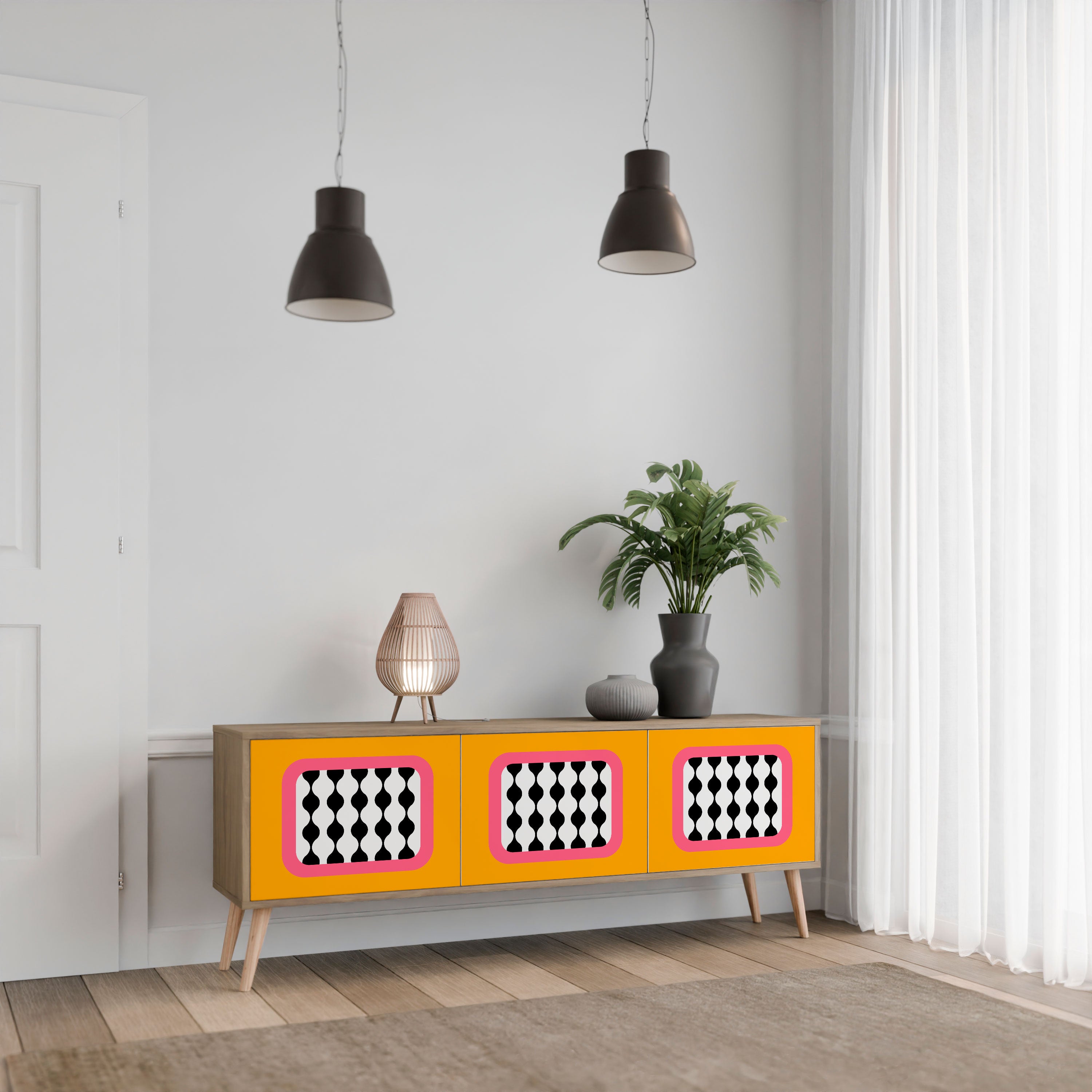 TEARS IN HEAVEN 3-Door TV Stand in Oak Effect