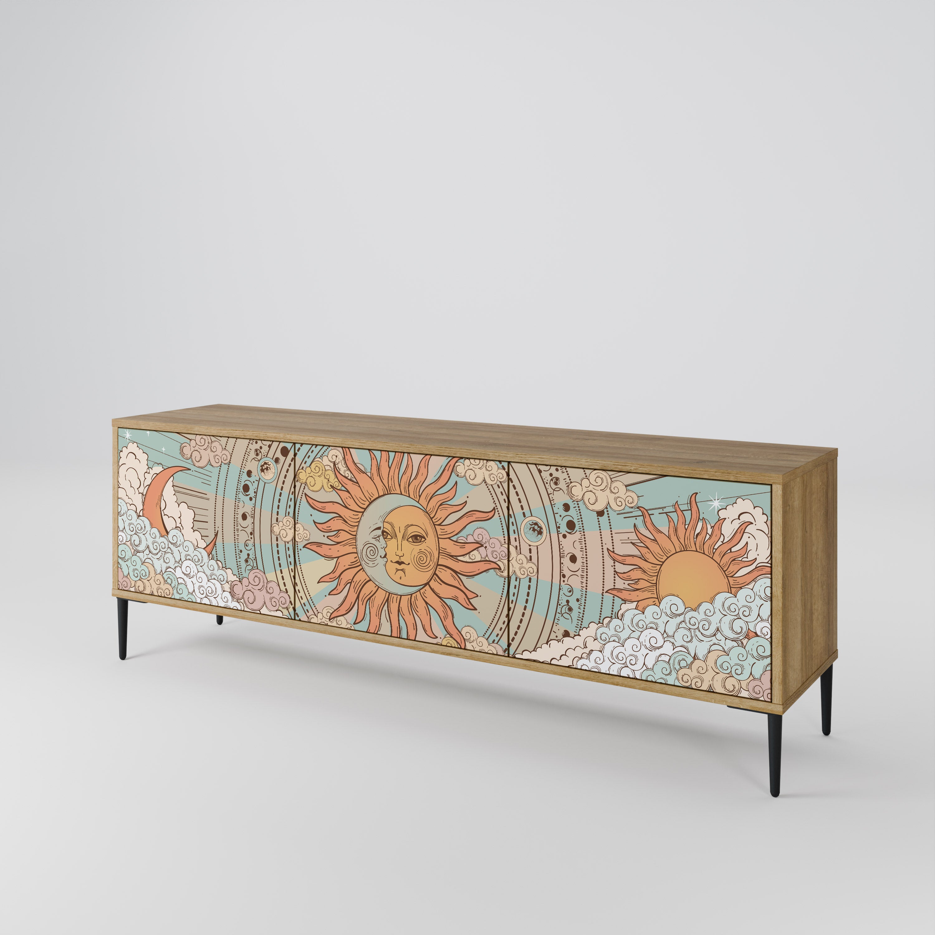 MYSTICAL STRUCTURE 3-Door TV Stand in Oak Effect