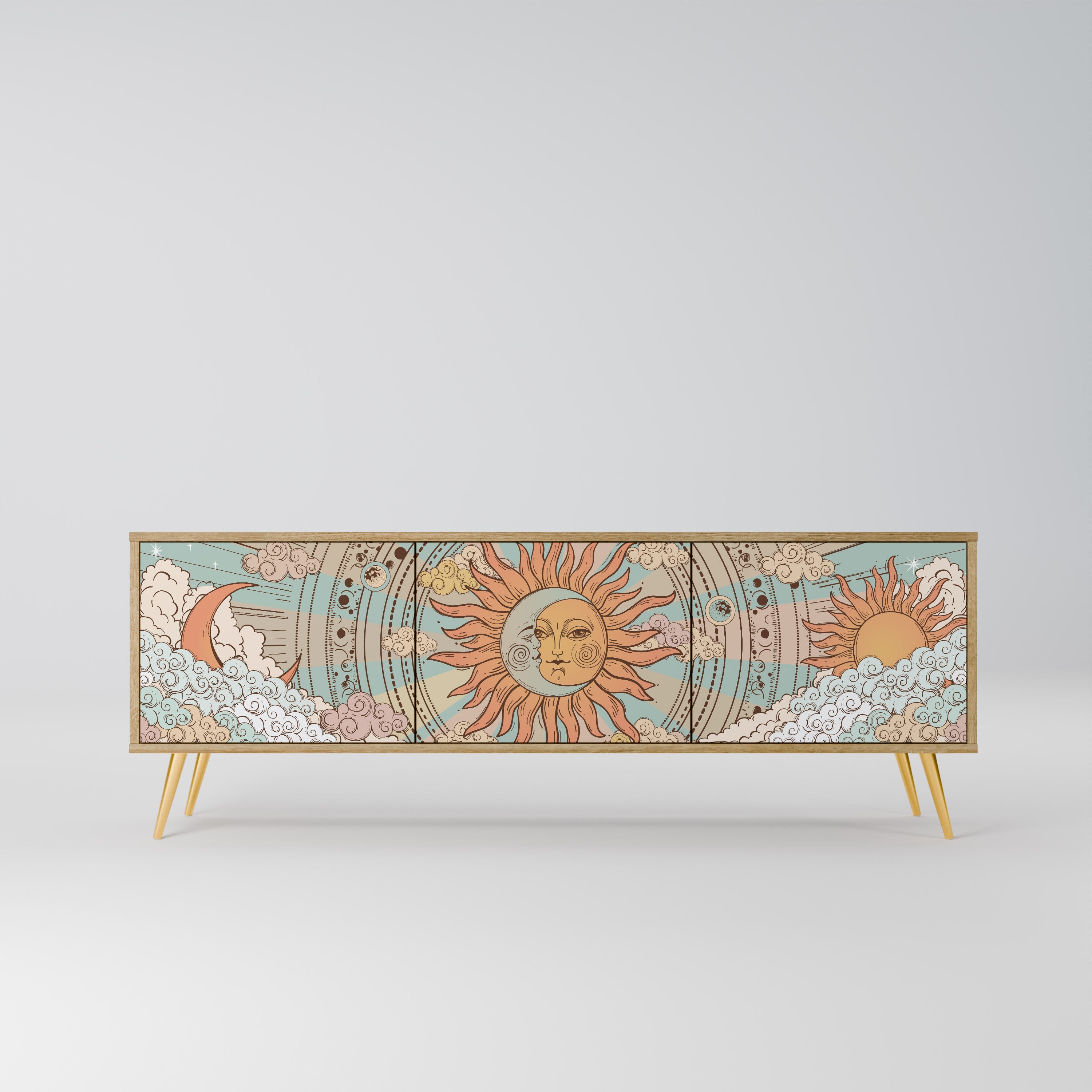 MYSTICAL STRUCTURE 3-Door TV Stand in Oak Effect