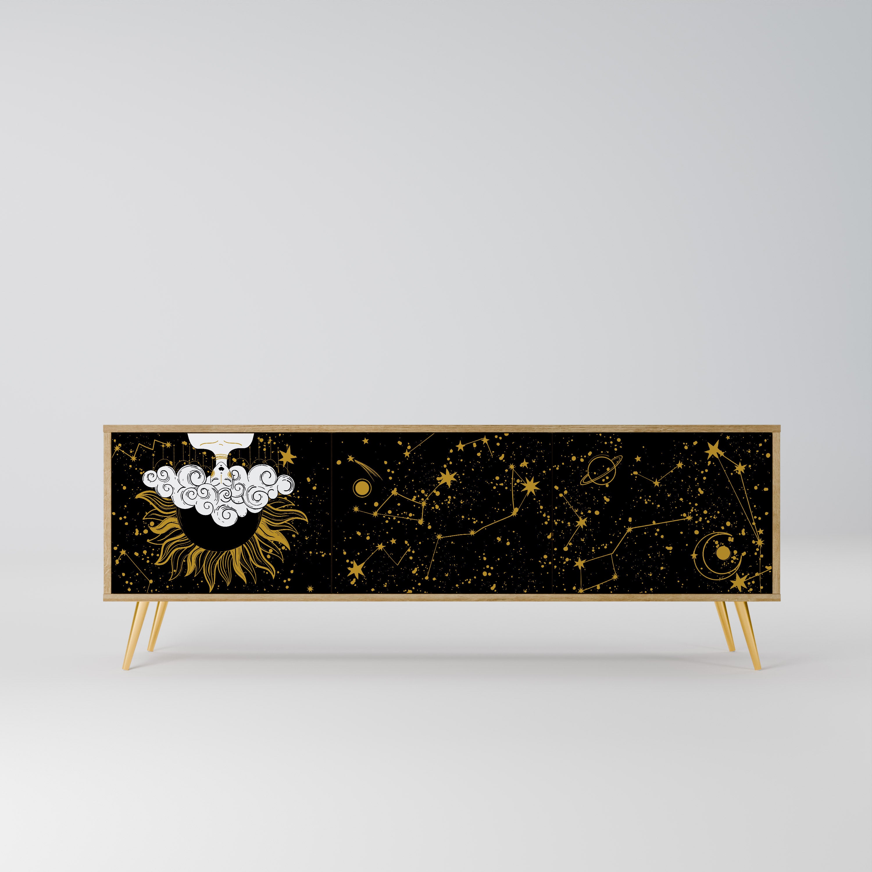 STELLAR CONSTELLATIONS 3-Door TV Stand in Oak Effect
