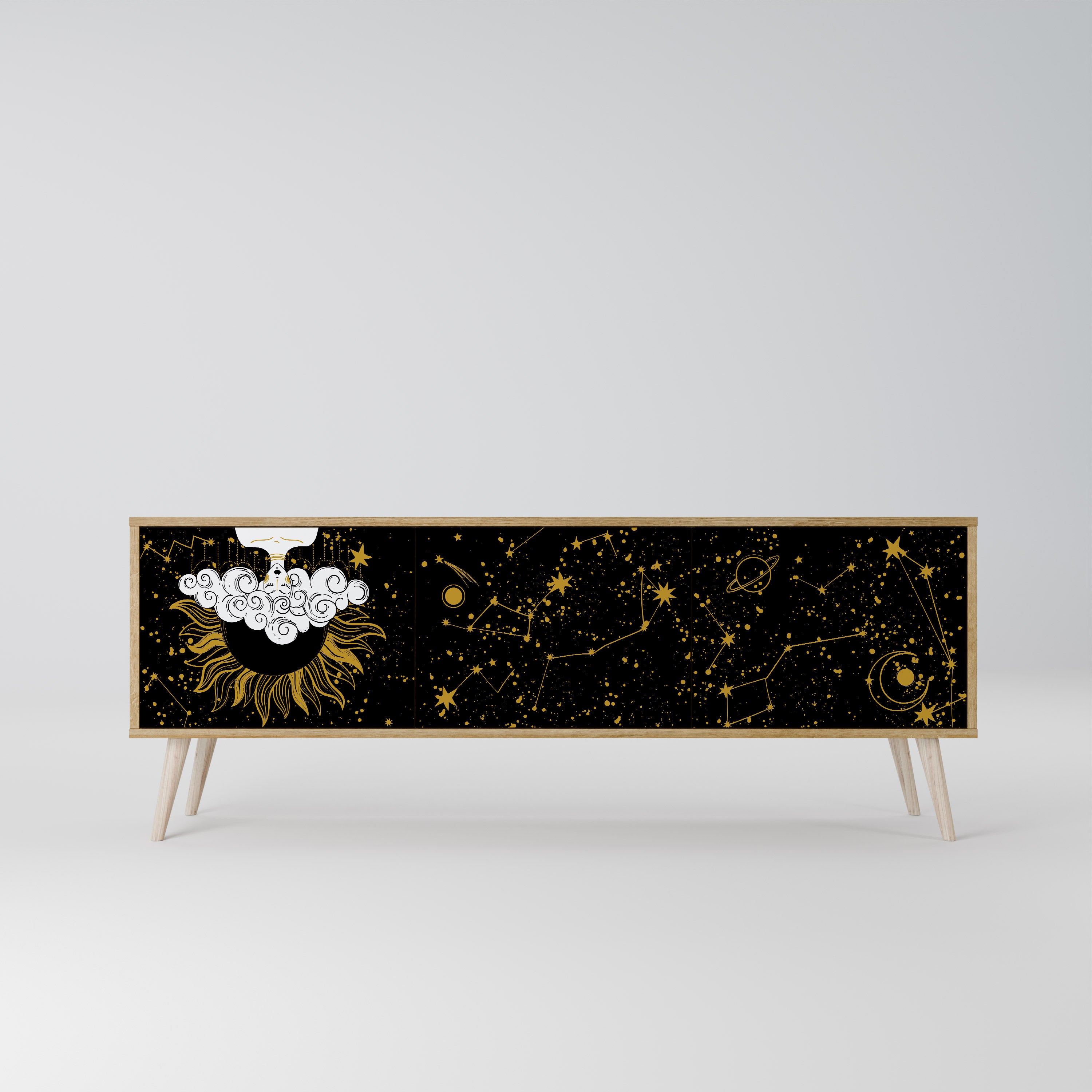 STELLAR CONSTELLATIONS 3-Door TV Stand in Oak Effect