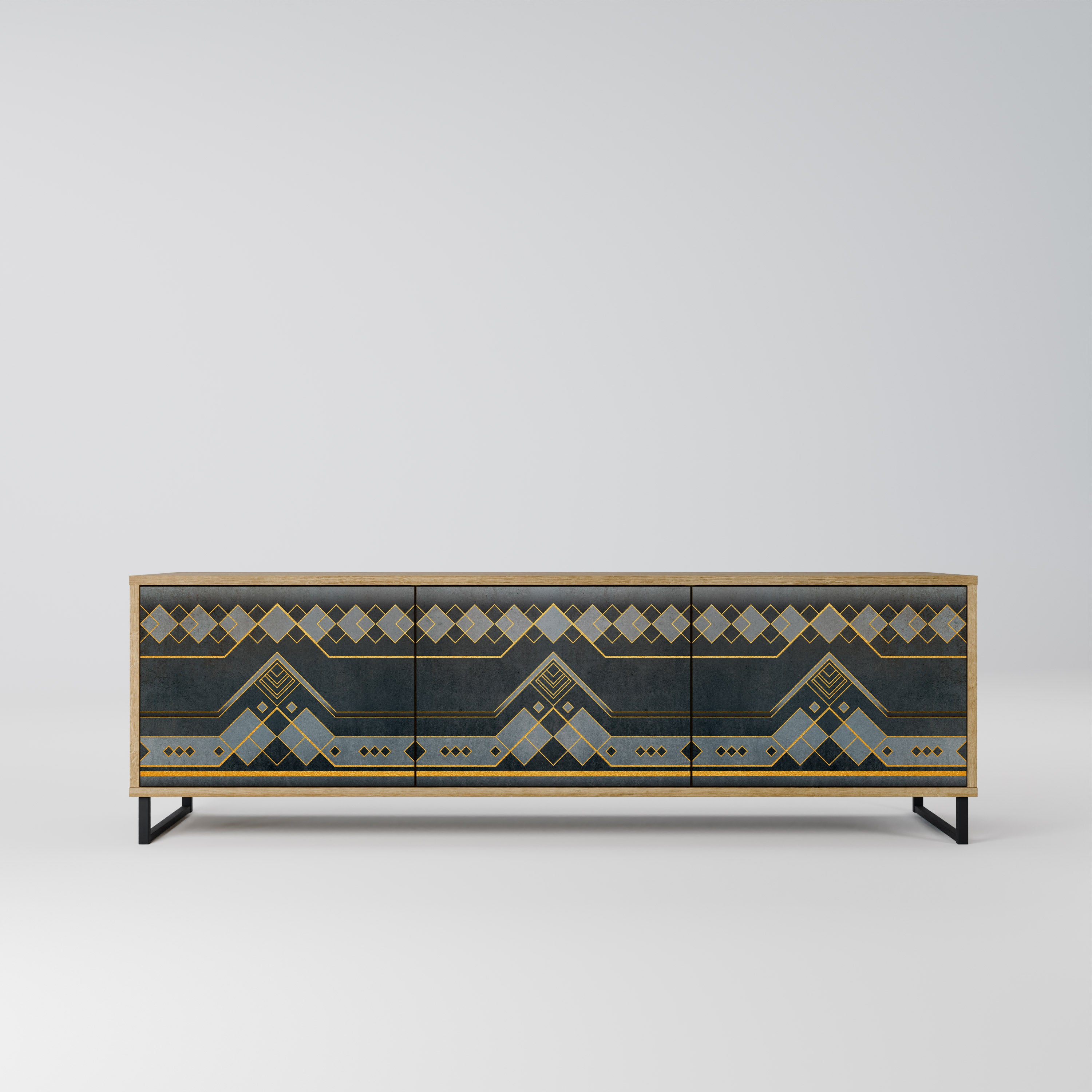 ROYAL ORDINARINESS 3-Door TV Stand in Oak Effect