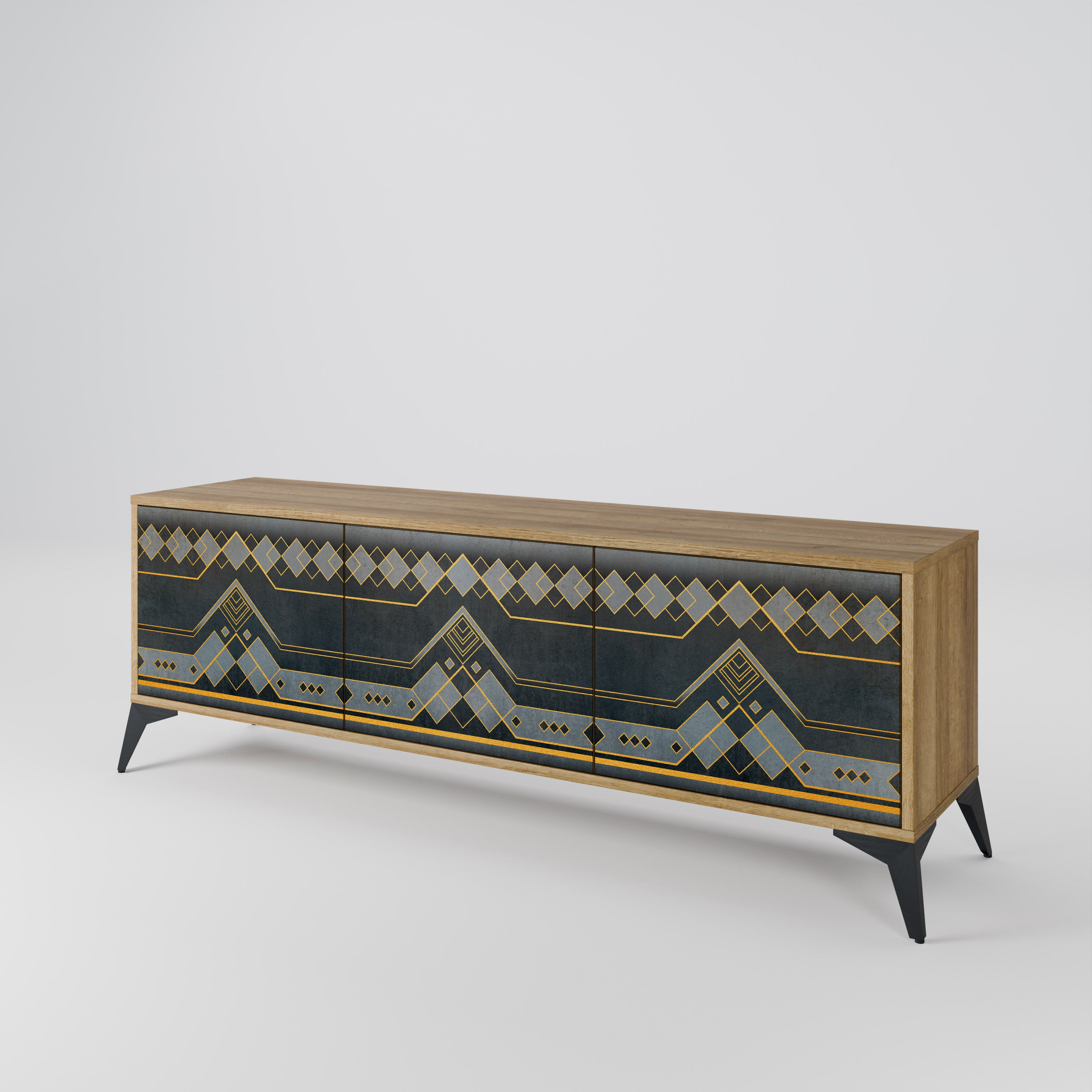 ROYAL ORDINARINESS 3-Door TV Stand in Oak Effect