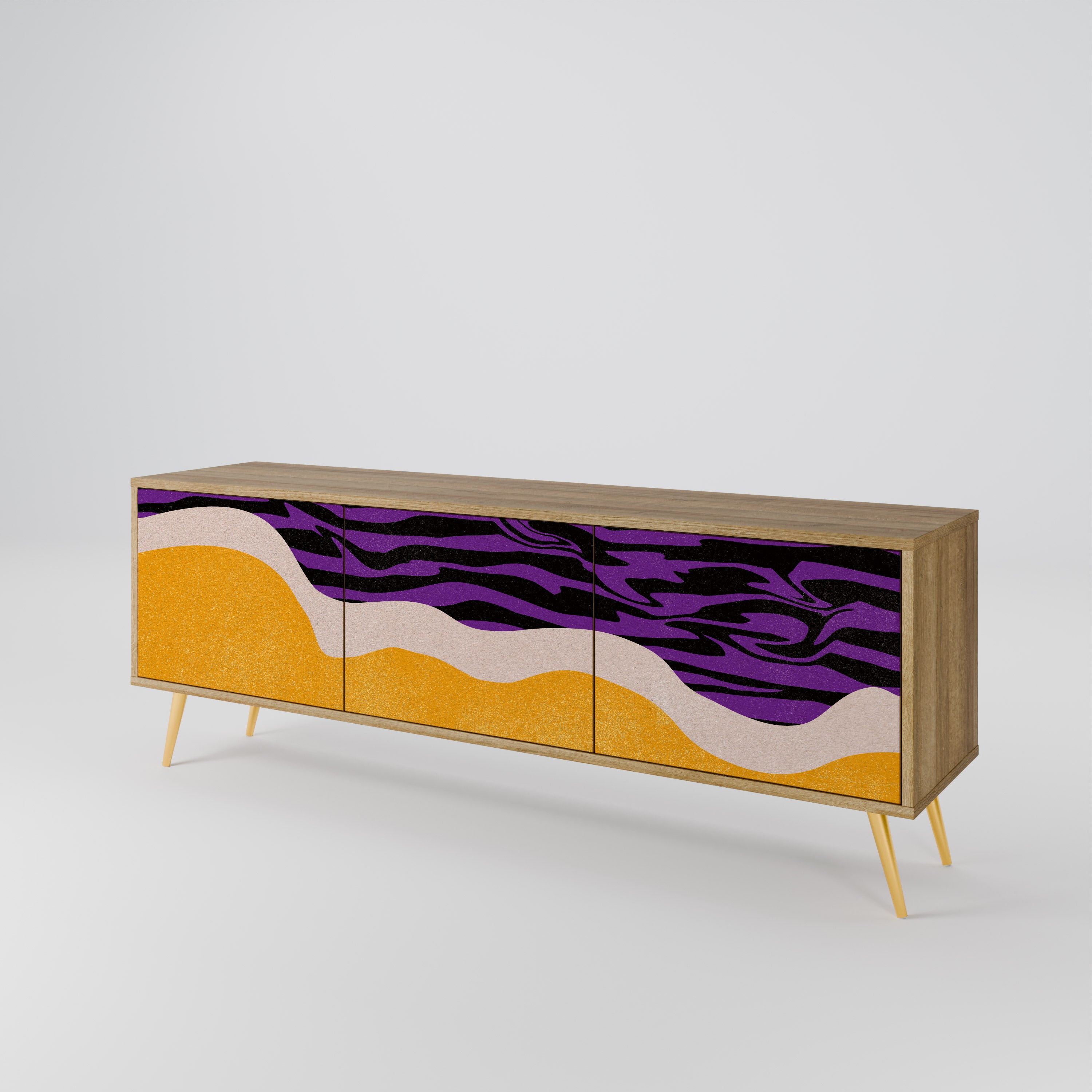 INDEPENDENT BORDER 3-Door TV Stand in Oak Effect