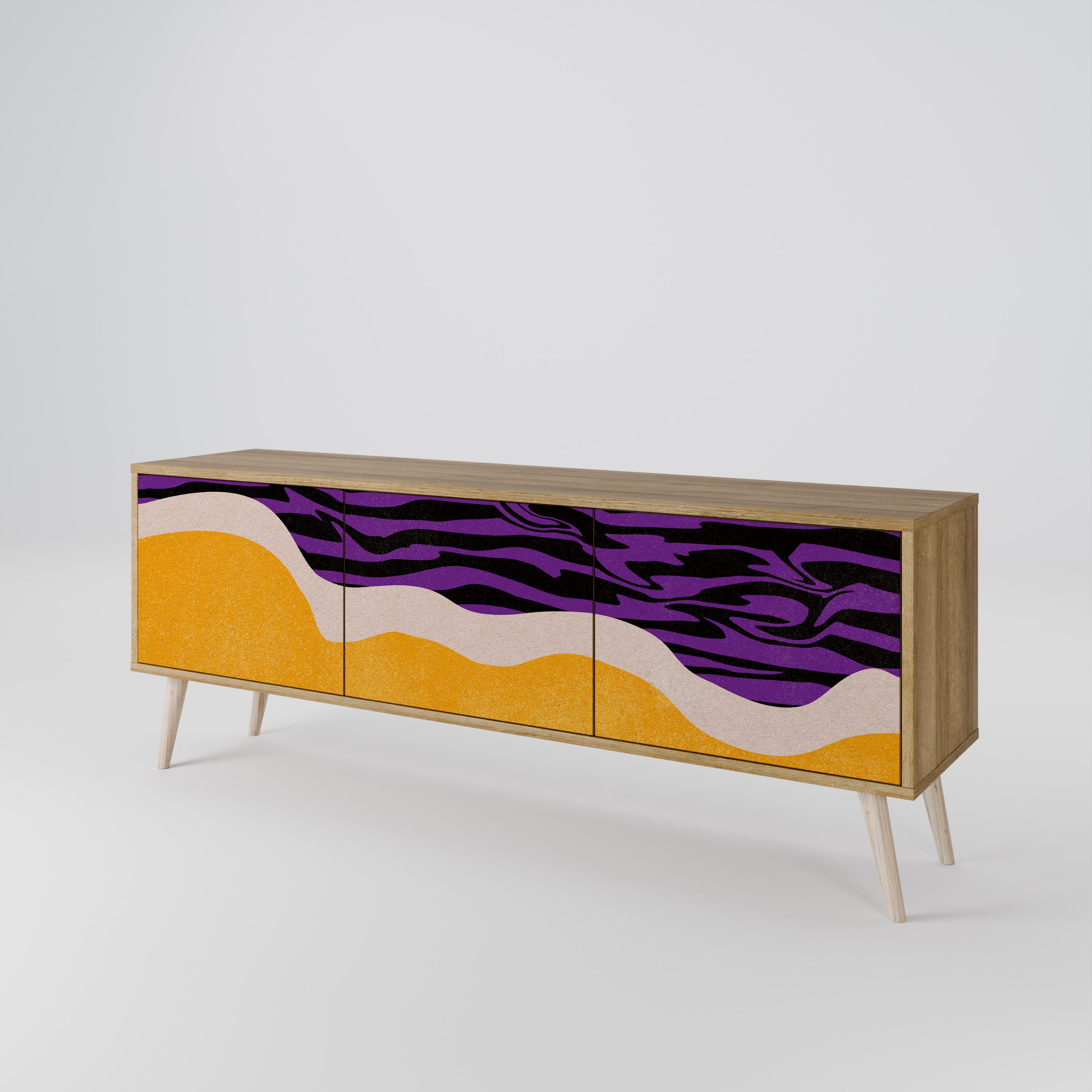 INDEPENDENT BORDER 3-Door TV Stand in Oak Effect