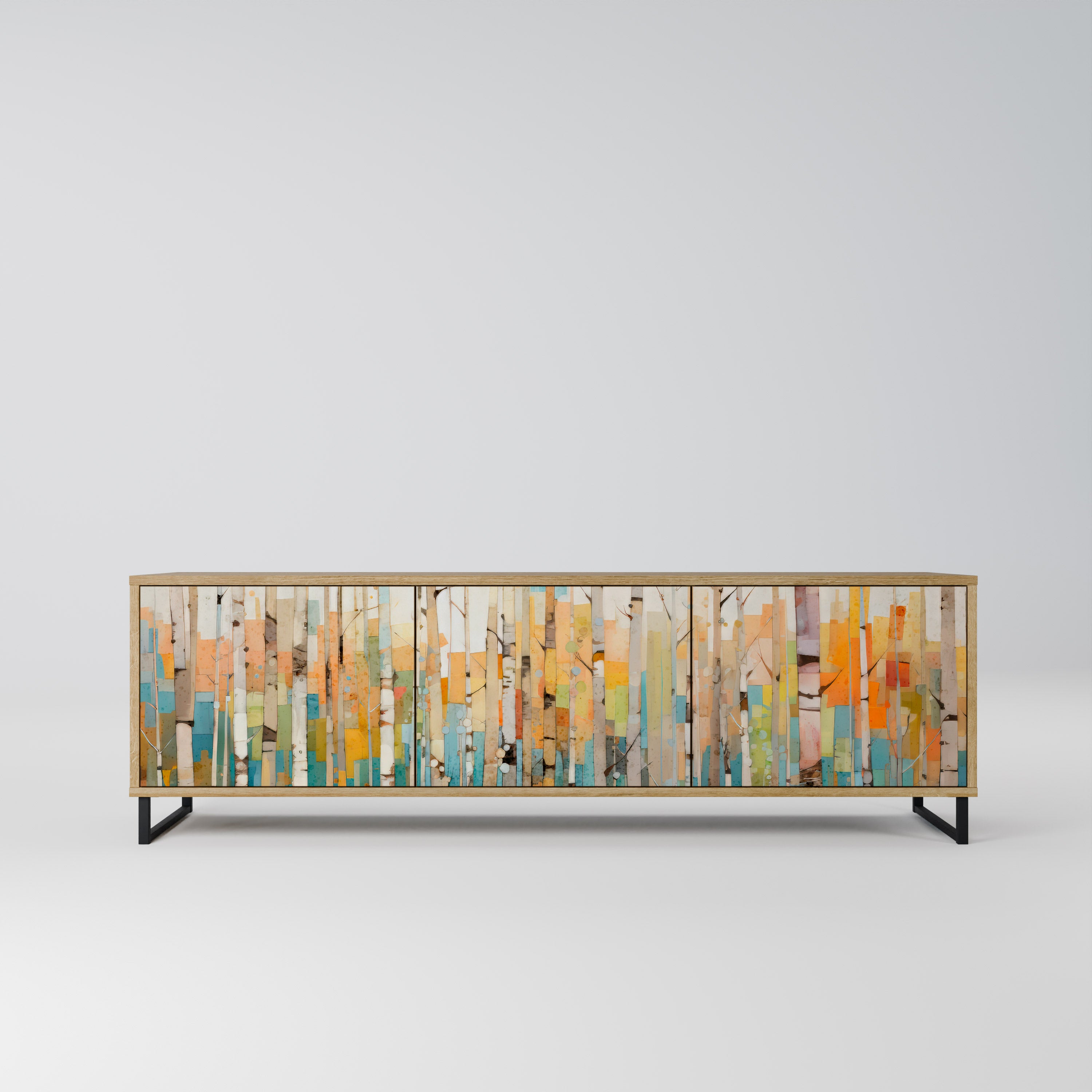 BIRCH KALEIDOSCOPE 3-Door TV Stand in Oak Effect