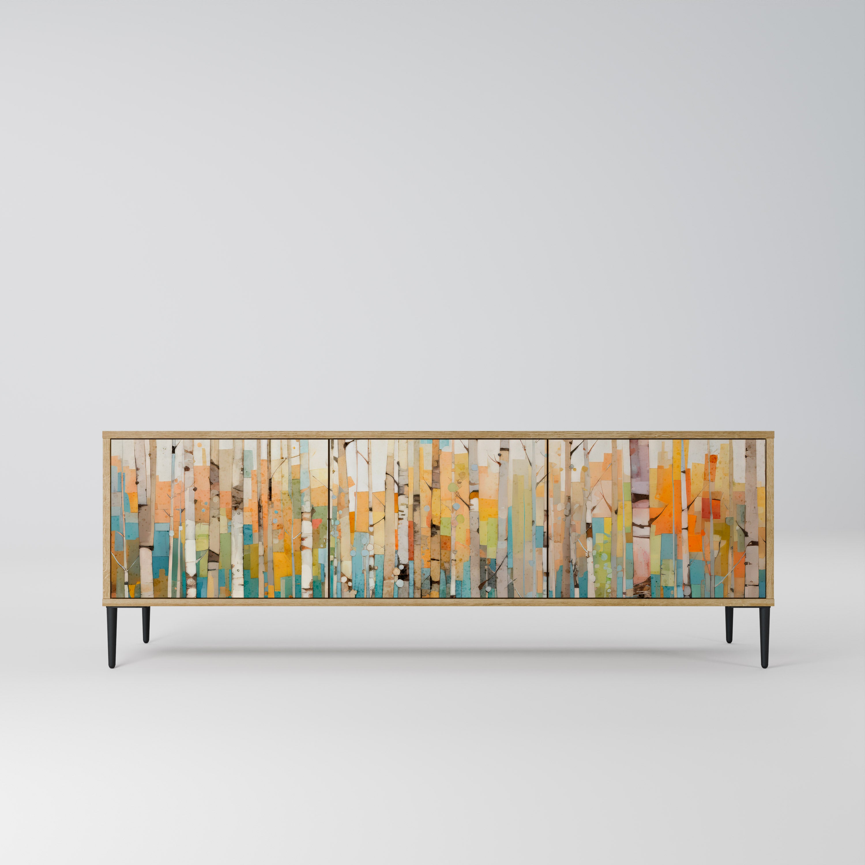 BIRCH KALEIDOSCOPE 3-Door TV Stand in Oak Effect