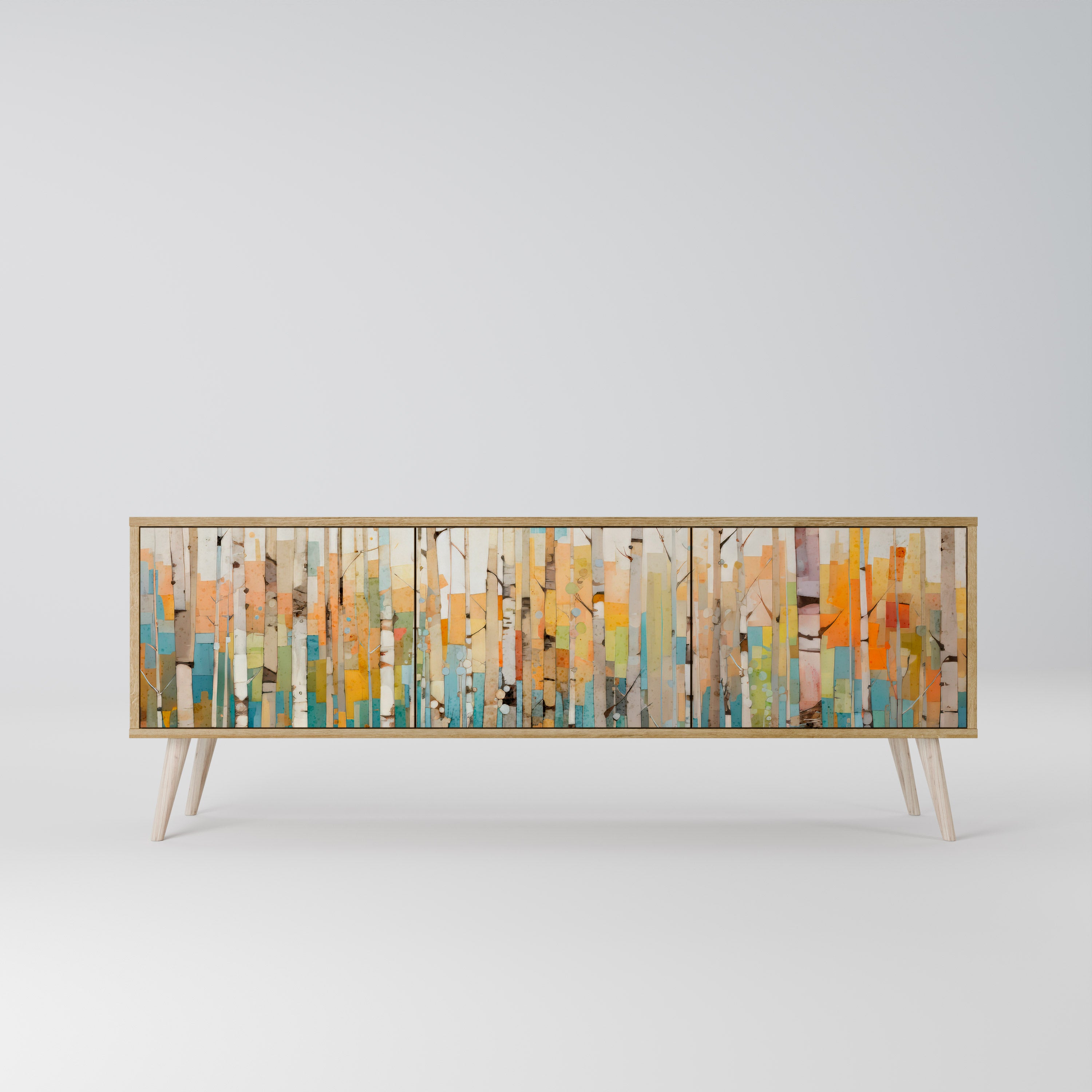 BIRCH KALEIDOSCOPE 3-Door TV Stand in Oak Effect