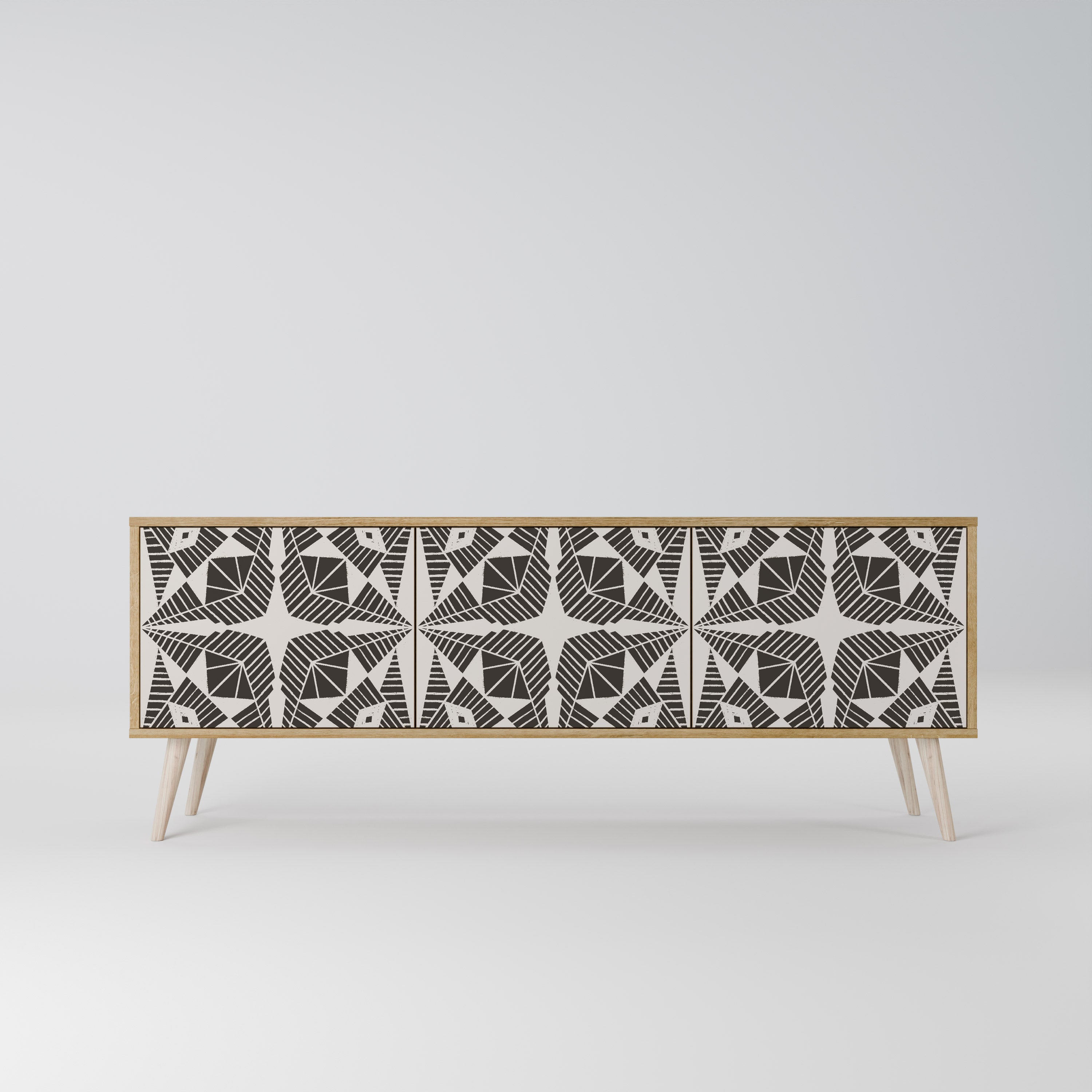 MONOCHROME NEXUS 3-Door TV Stand in Oak Effect