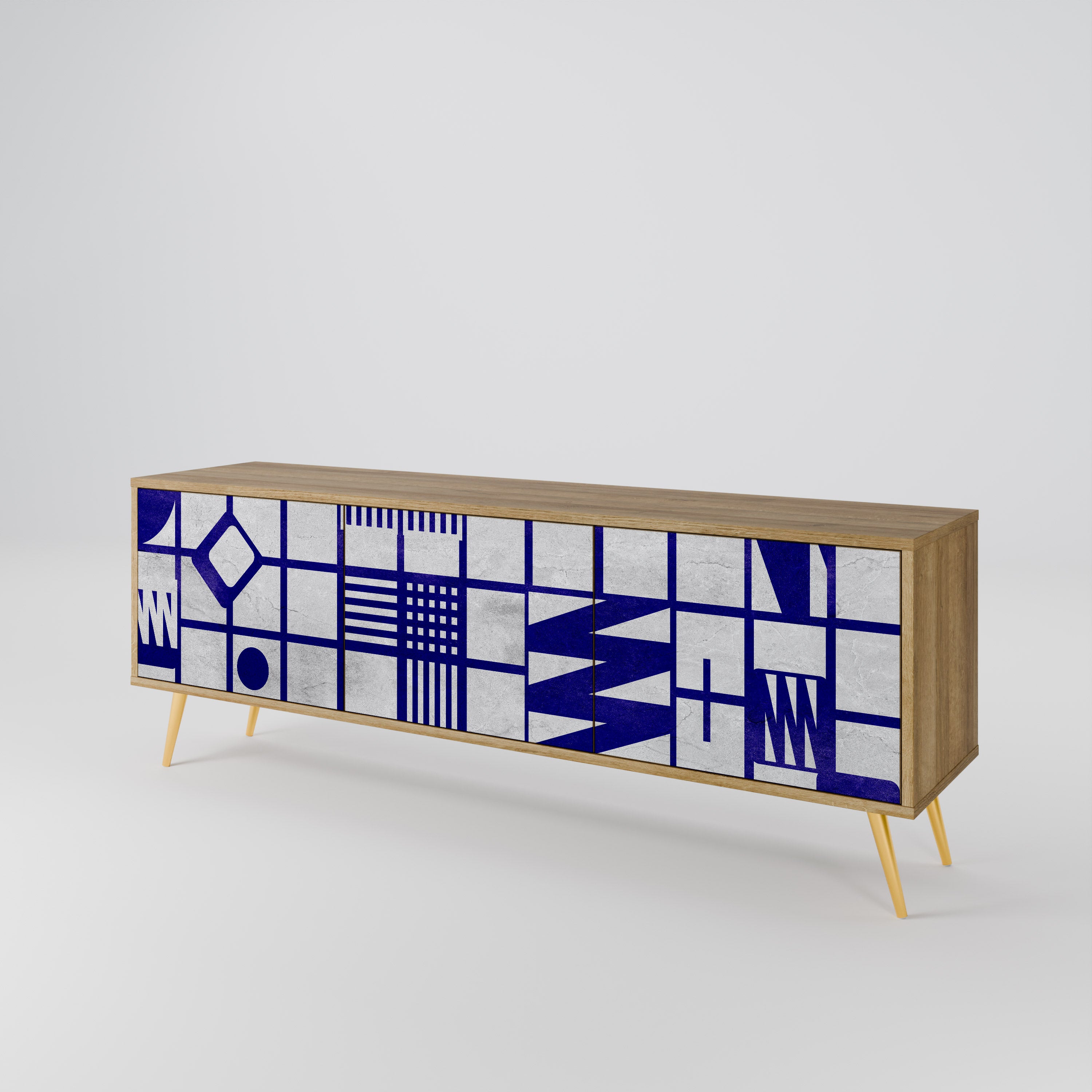 THE RIGHT PLACES 3-Door TV Stand in Oak Effect