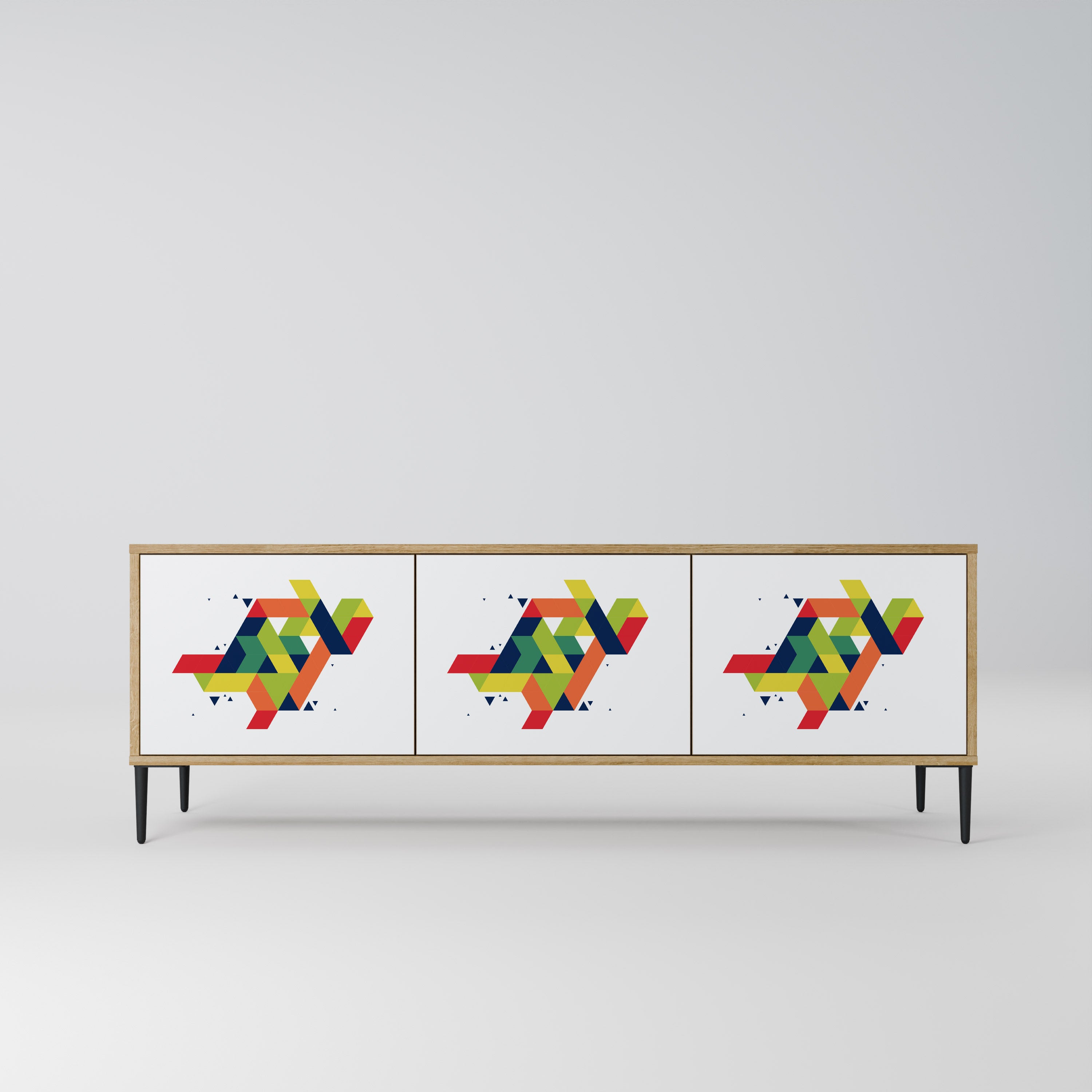 FUTURE SIGN 3-Door TV Stand in Oak Effect