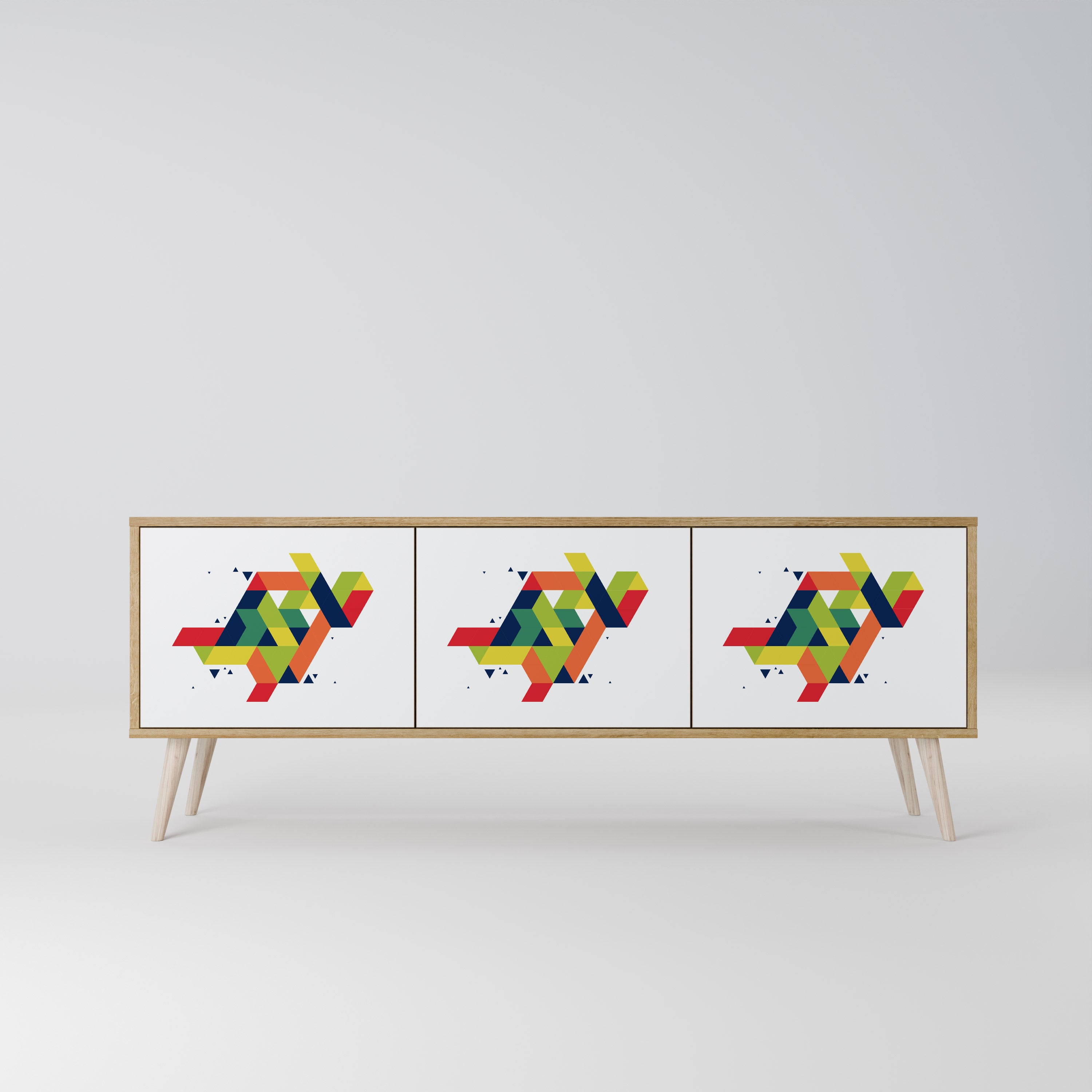 FUTURE SIGN 3-Door TV Stand in Oak Effect