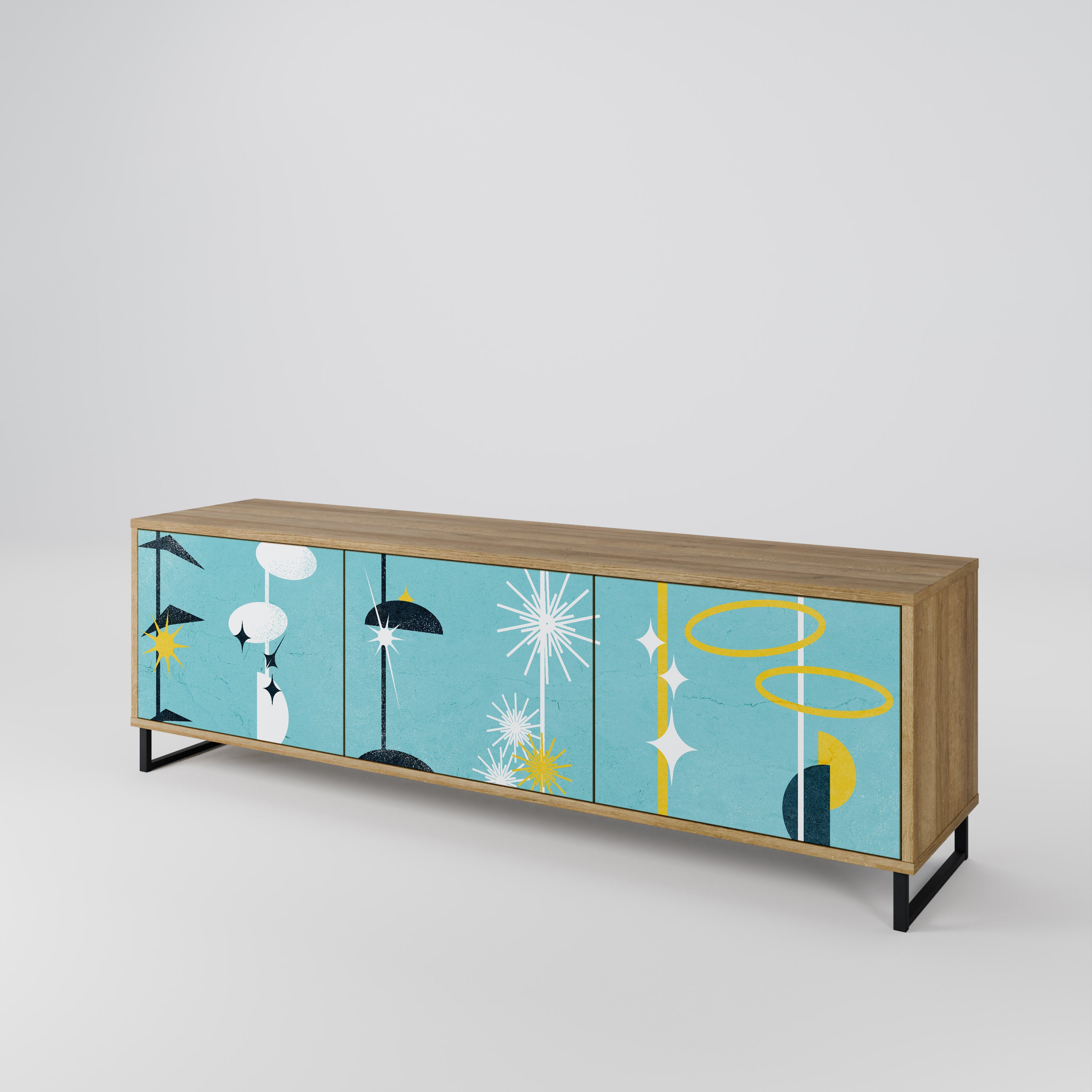 PATHS TO HAPPINESS 3-Door TV Stand in Oak Effect