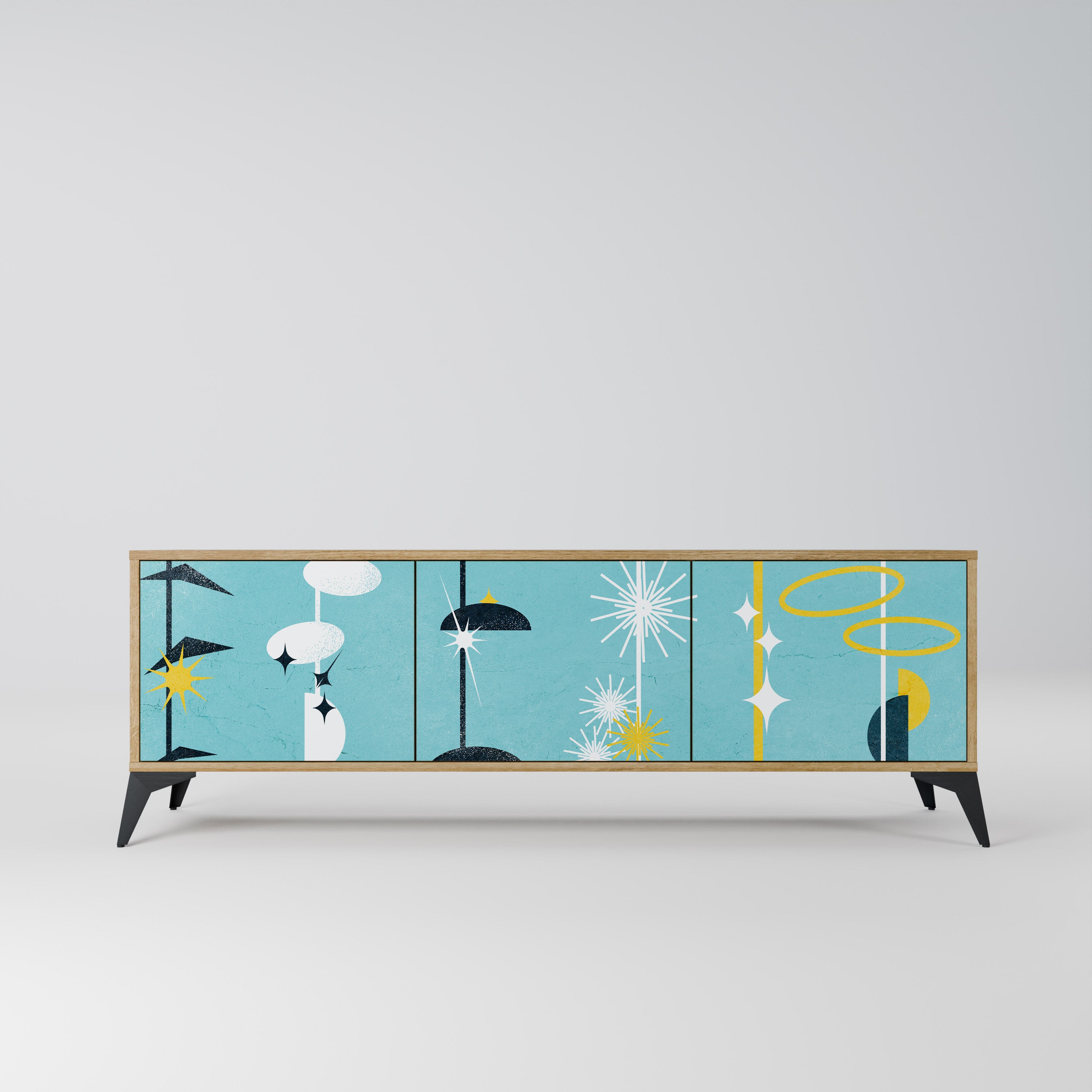 PATHS TO HAPPINESS 3-Door TV Stand in Oak Effect