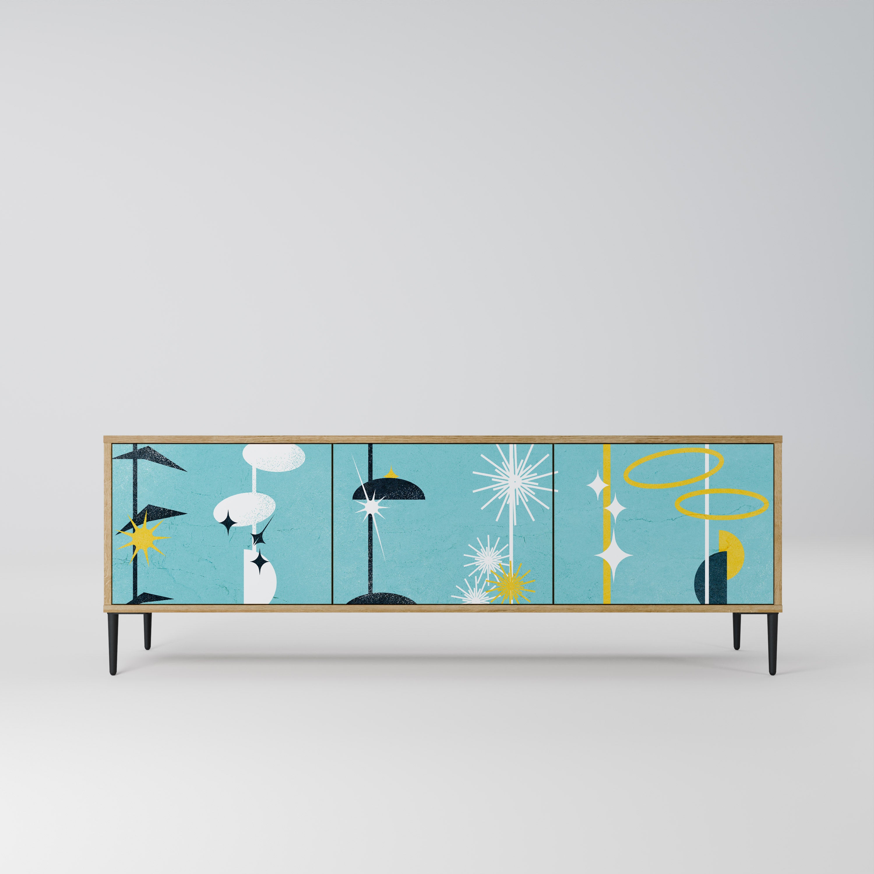 PATHS TO HAPPINESS 3-Door TV Stand in Oak Effect