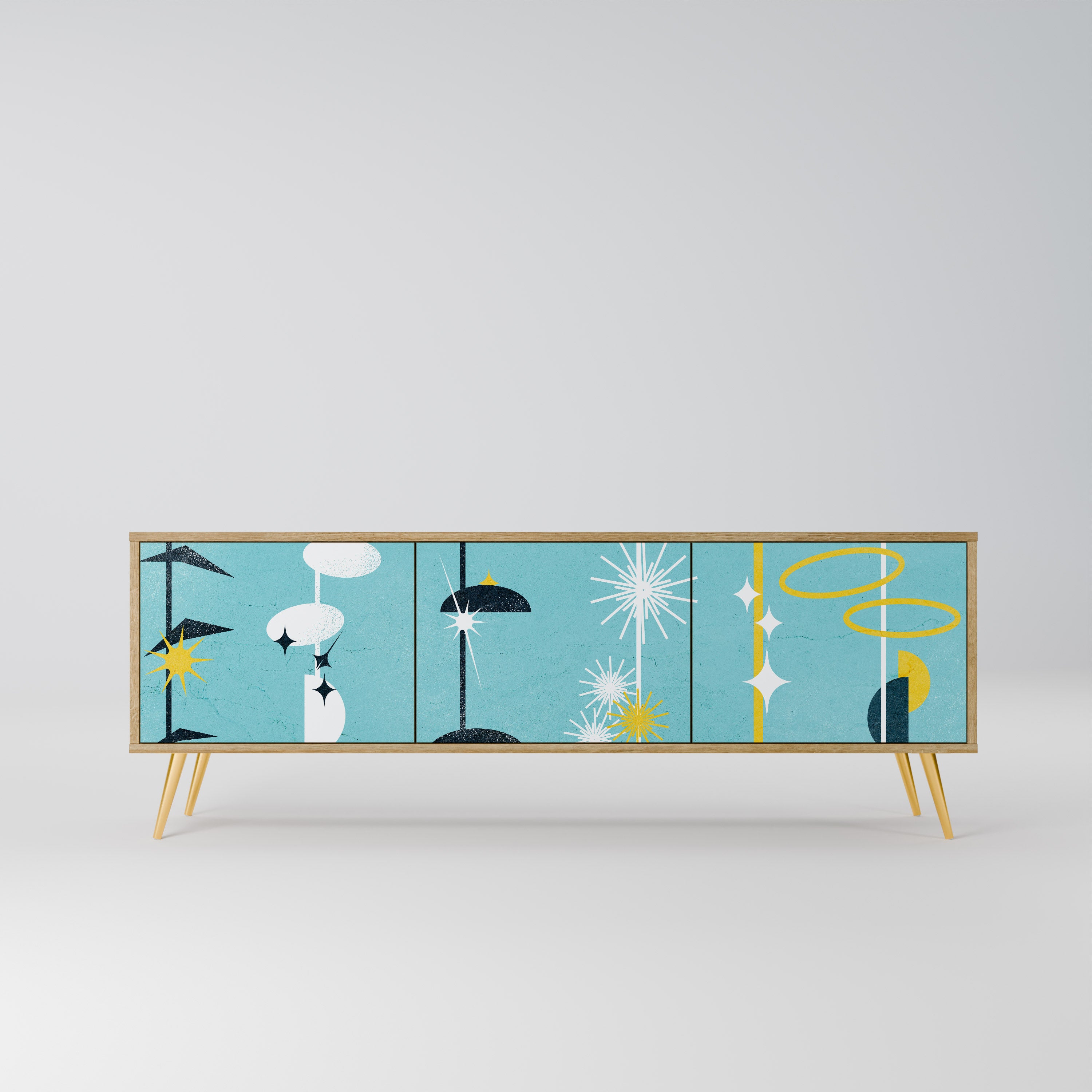 PATHS TO HAPPINESS 3-Door TV Stand in Oak Effect