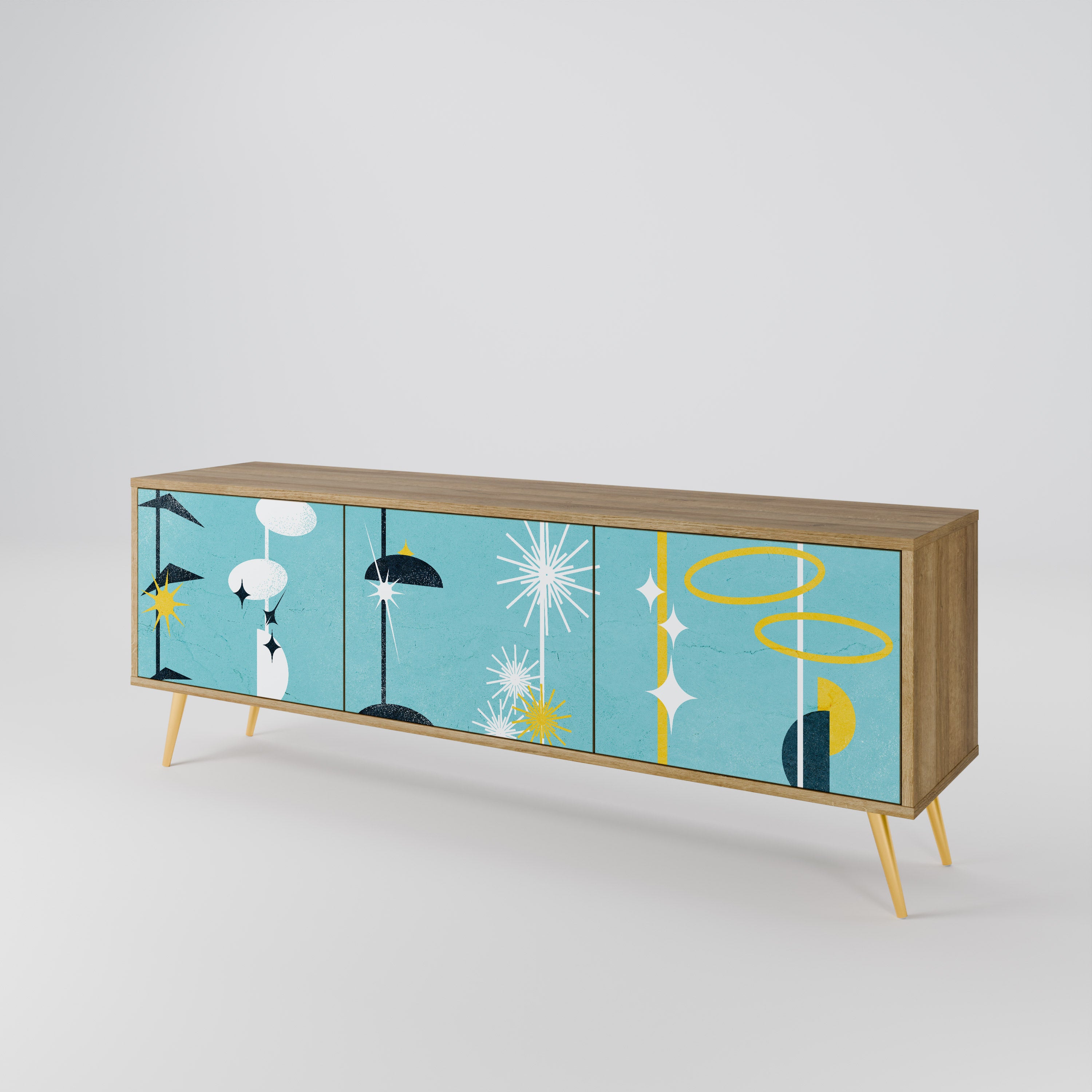 PATHS TO HAPPINESS 3-Door TV Stand in Oak Effect