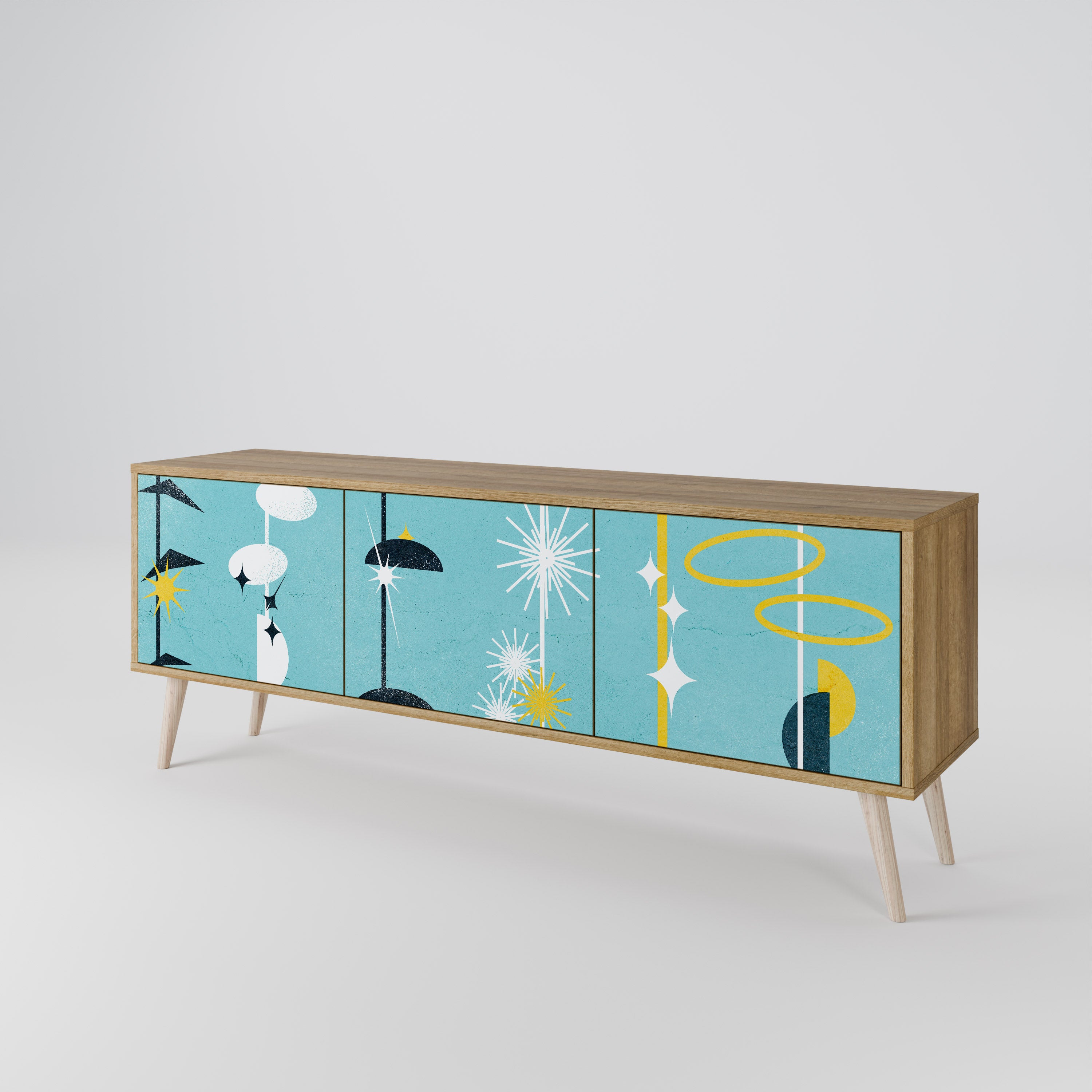 PATHS TO HAPPINESS 3-Door TV Stand in Oak Effect