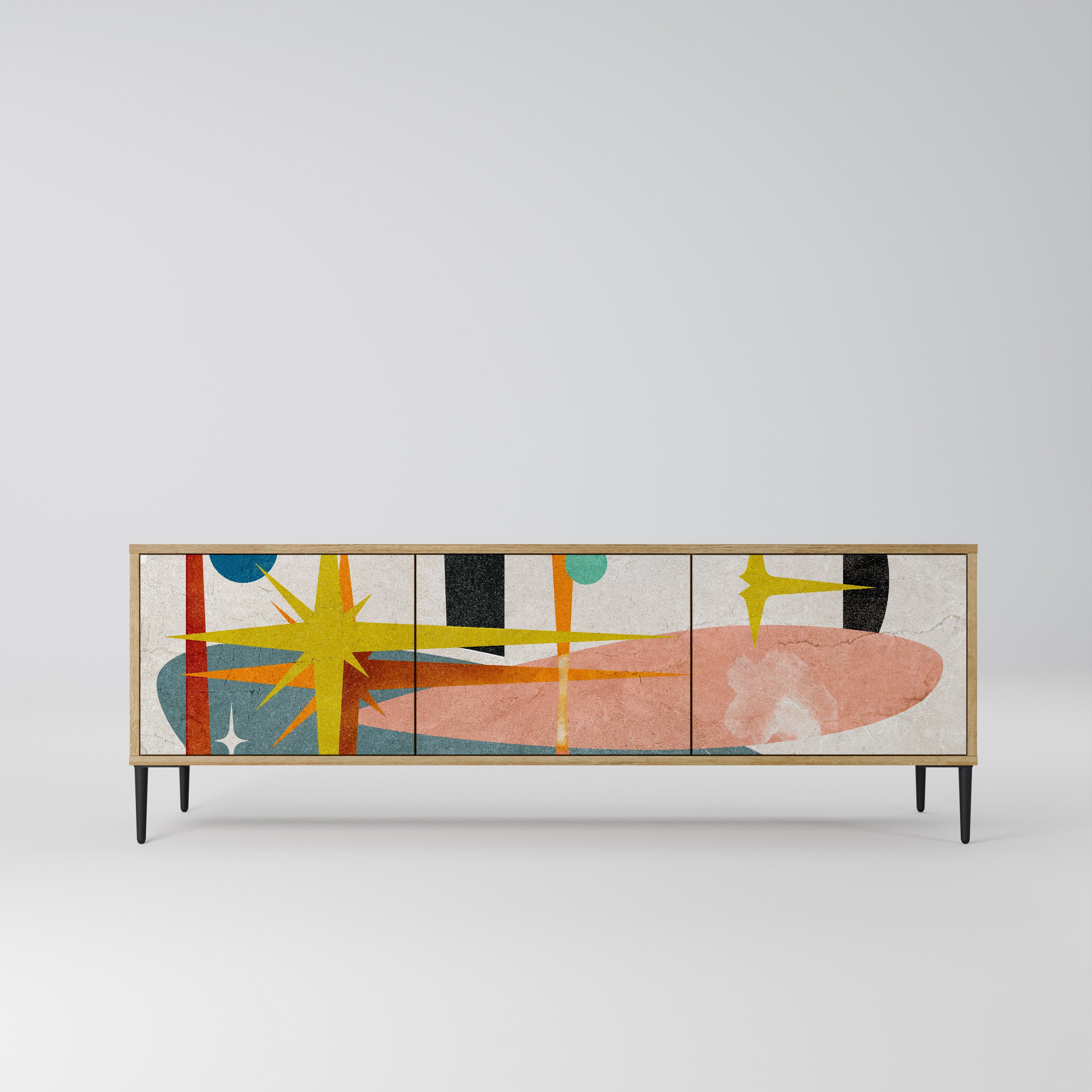 INTERSTELLAR VIBES 3-Door TV Stand in Oak Effect