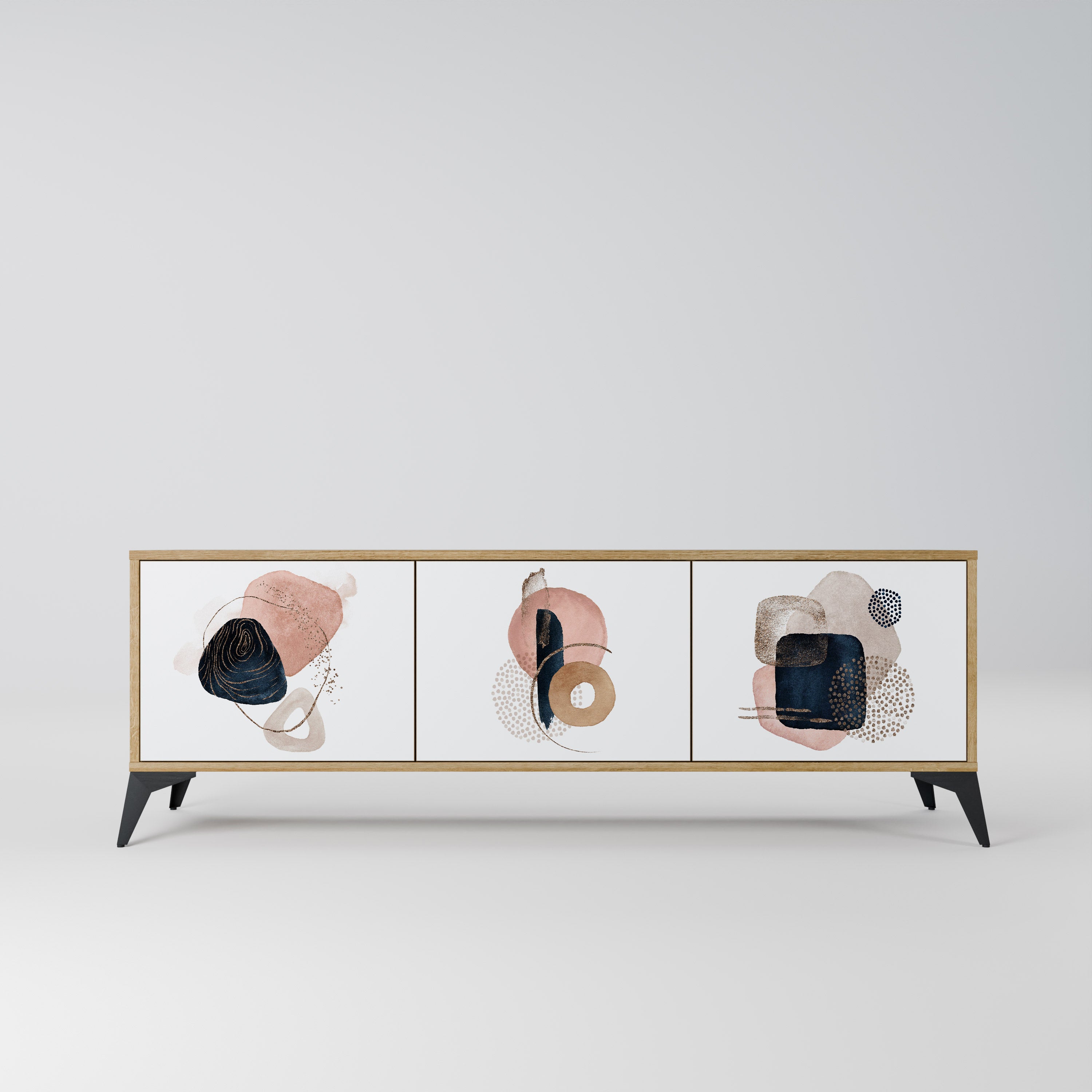 COLORFUL SHAPES 3-Door TV Stand in Oak Effect