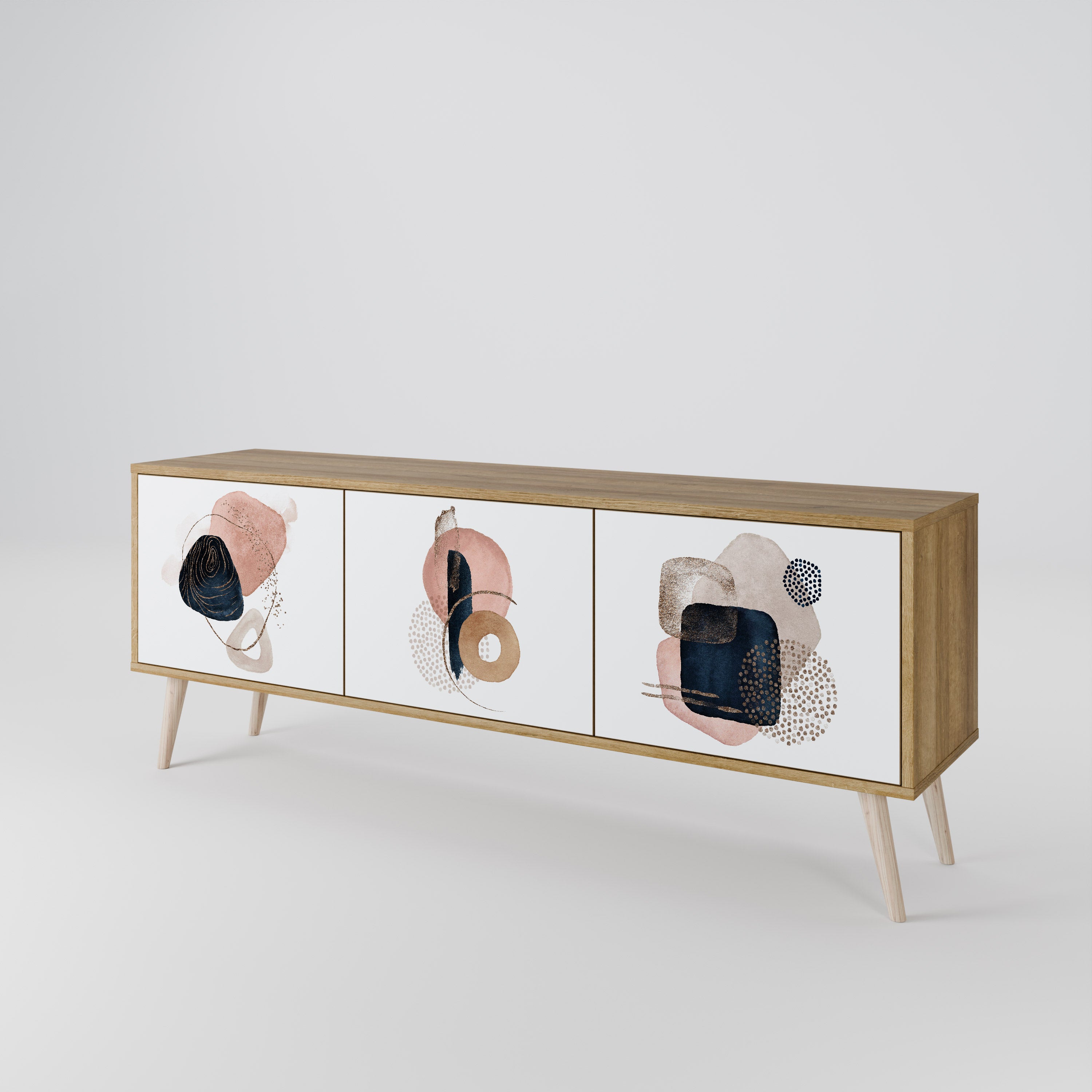 COLORFUL SHAPES 3-Door TV Stand in Oak Effect
