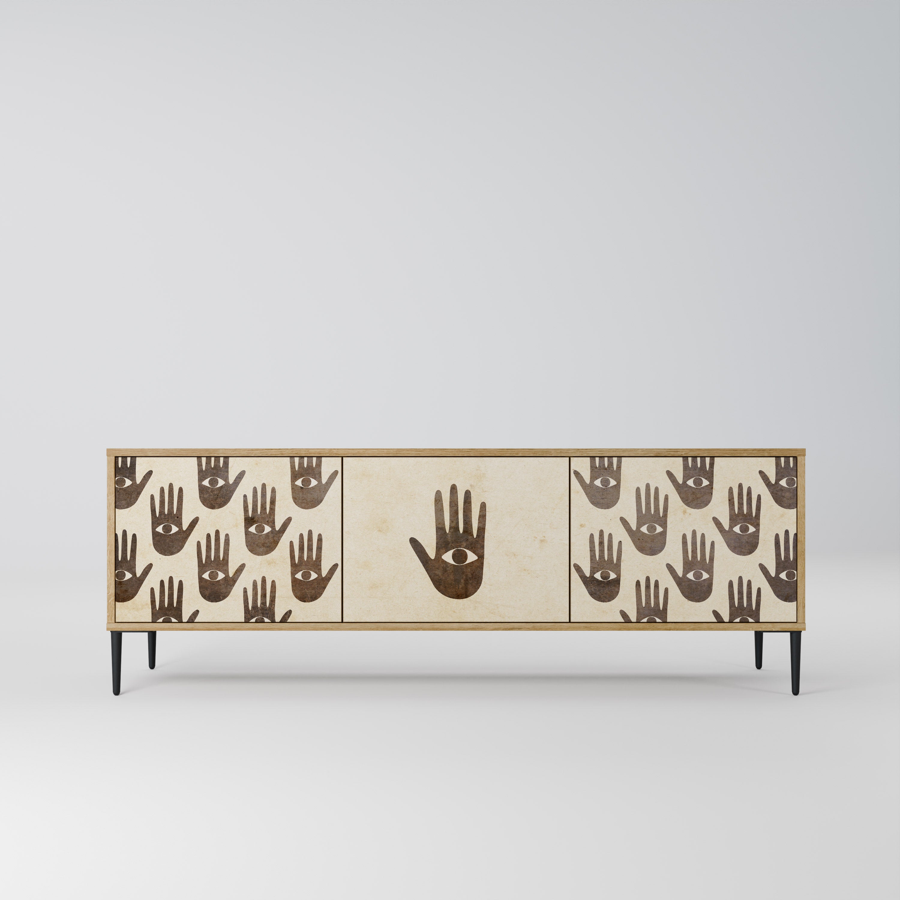 SEE MORE 3-Door TV Stand in Oak Effect