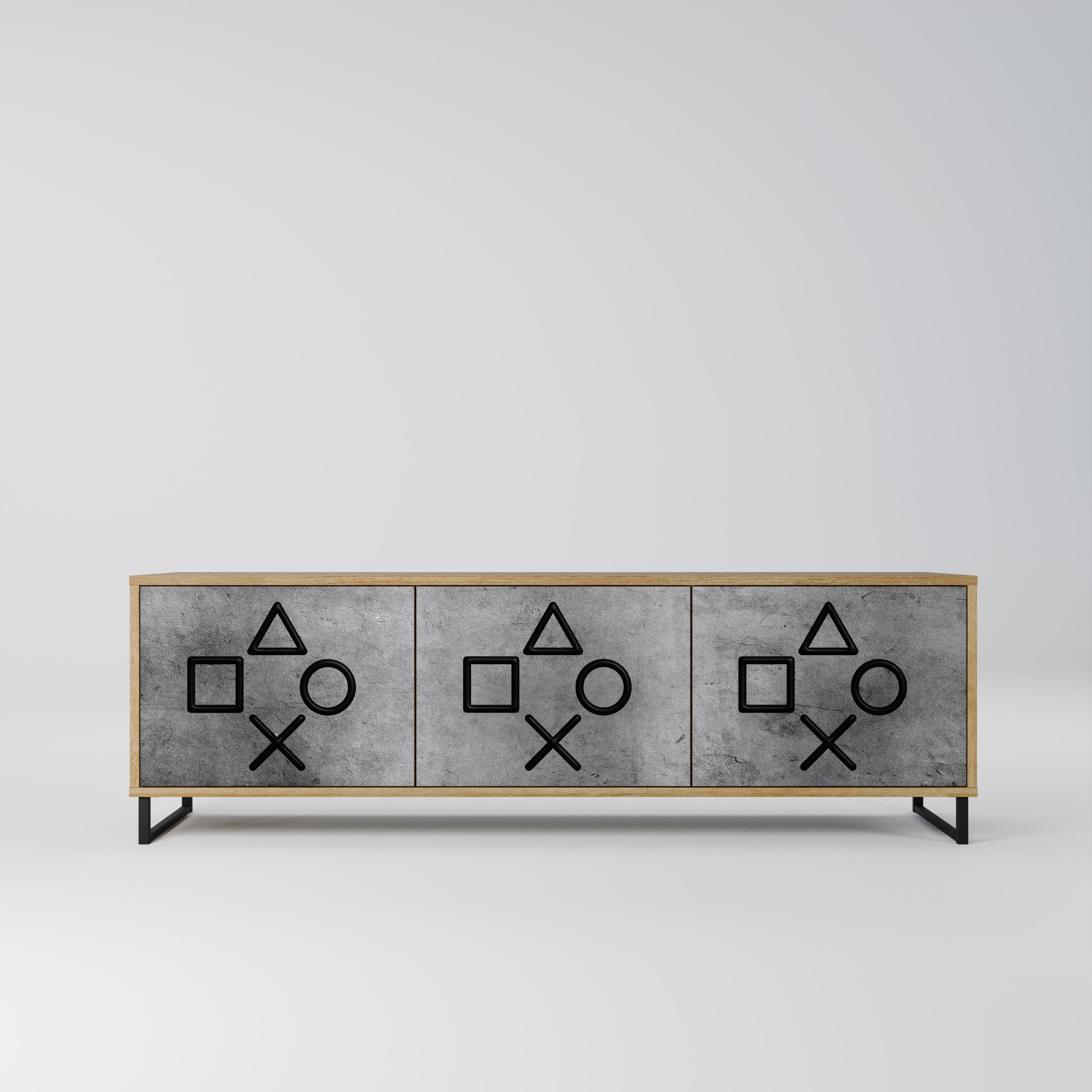 GAMER CHOICE 3-Door TV Stand in Oak Effect
