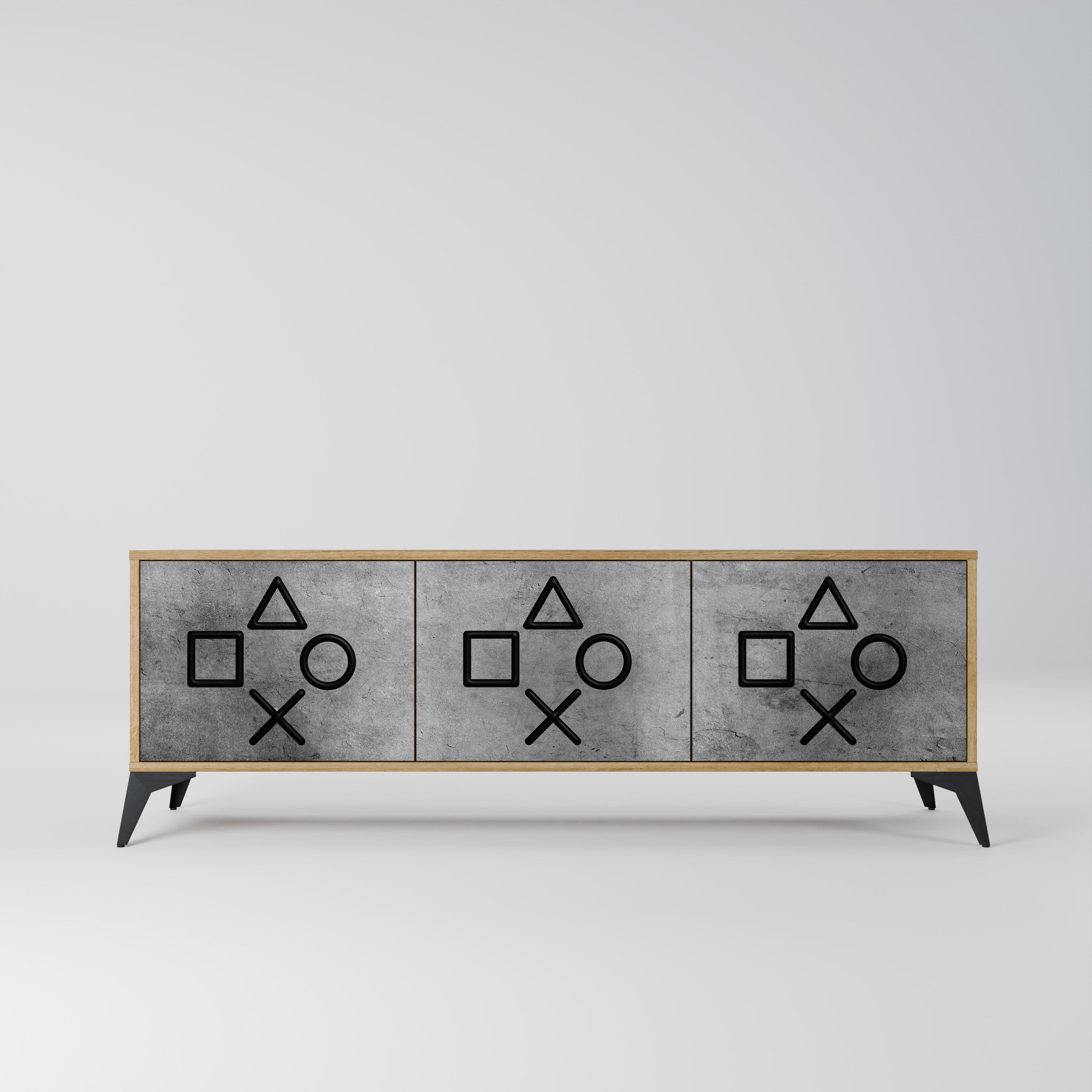 GAMER CHOICE 3-Door TV Stand in Oak Effect