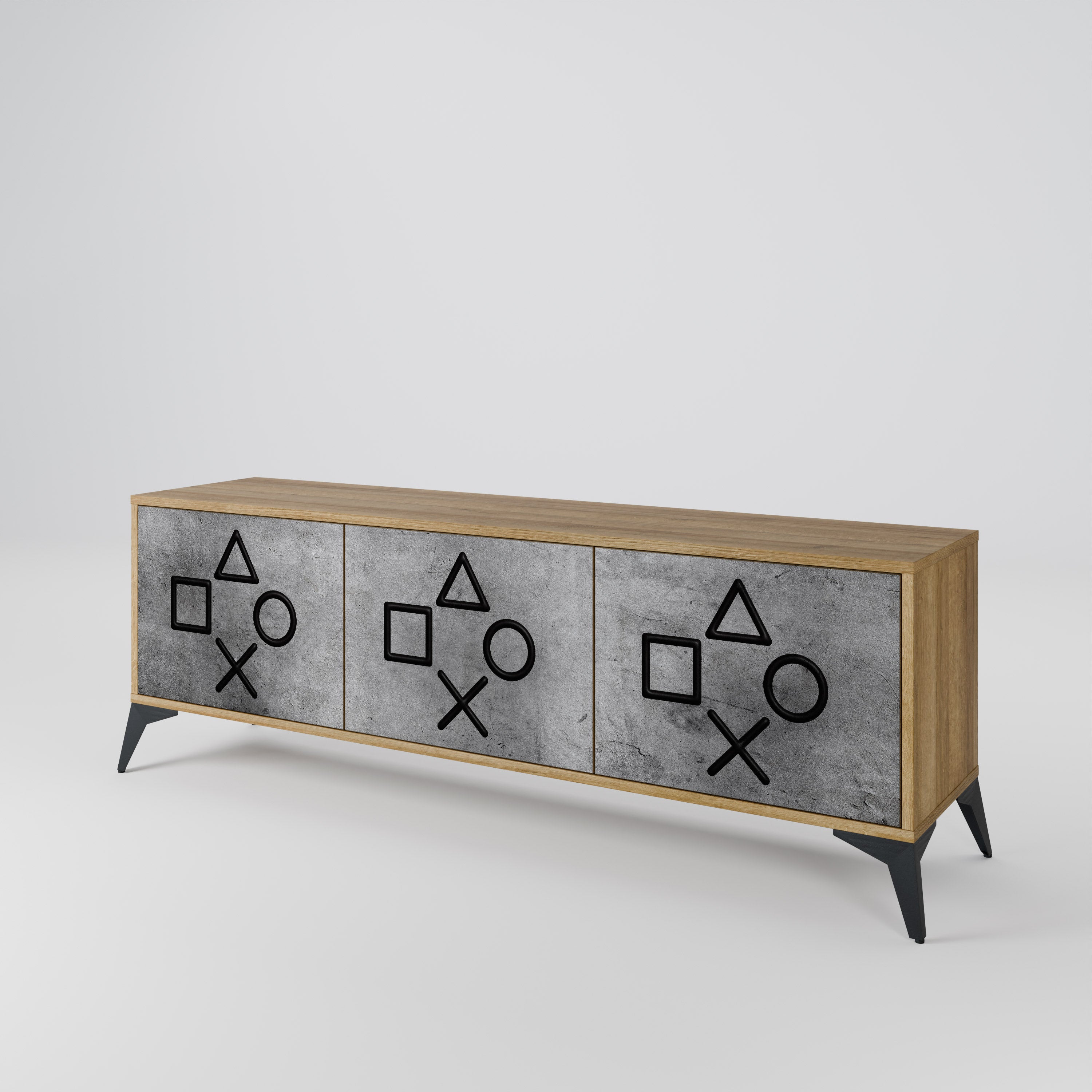 GAMER CHOICE 3-Door TV Stand in Oak Effect