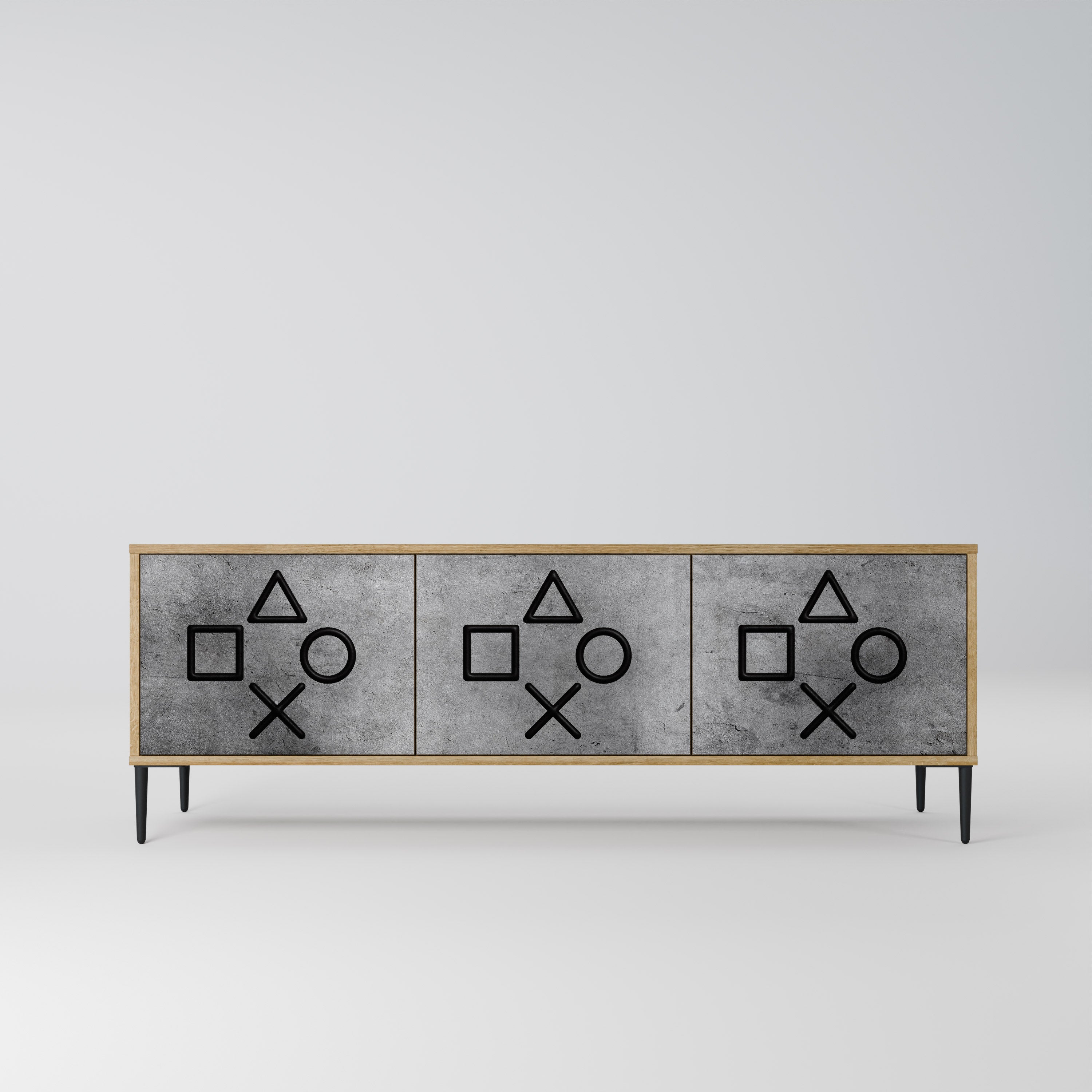 GAMER CHOICE 3-Door TV Stand in Oak Effect