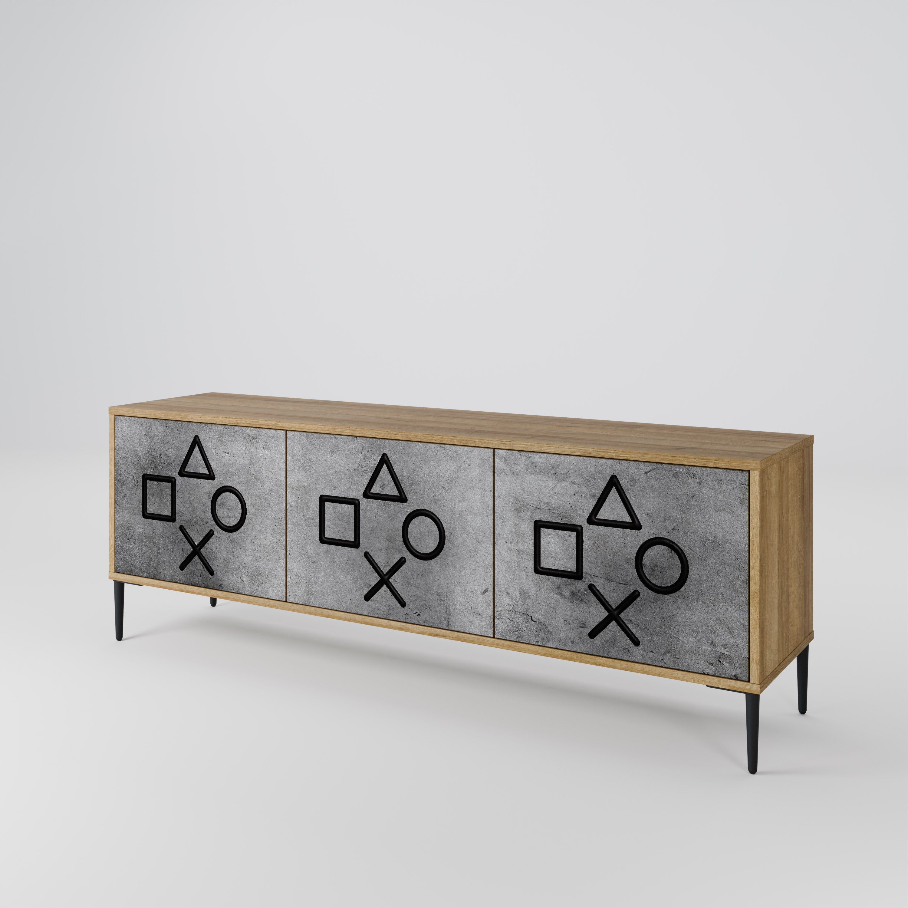 GAMER CHOICE 3-Door TV Stand in Oak Effect