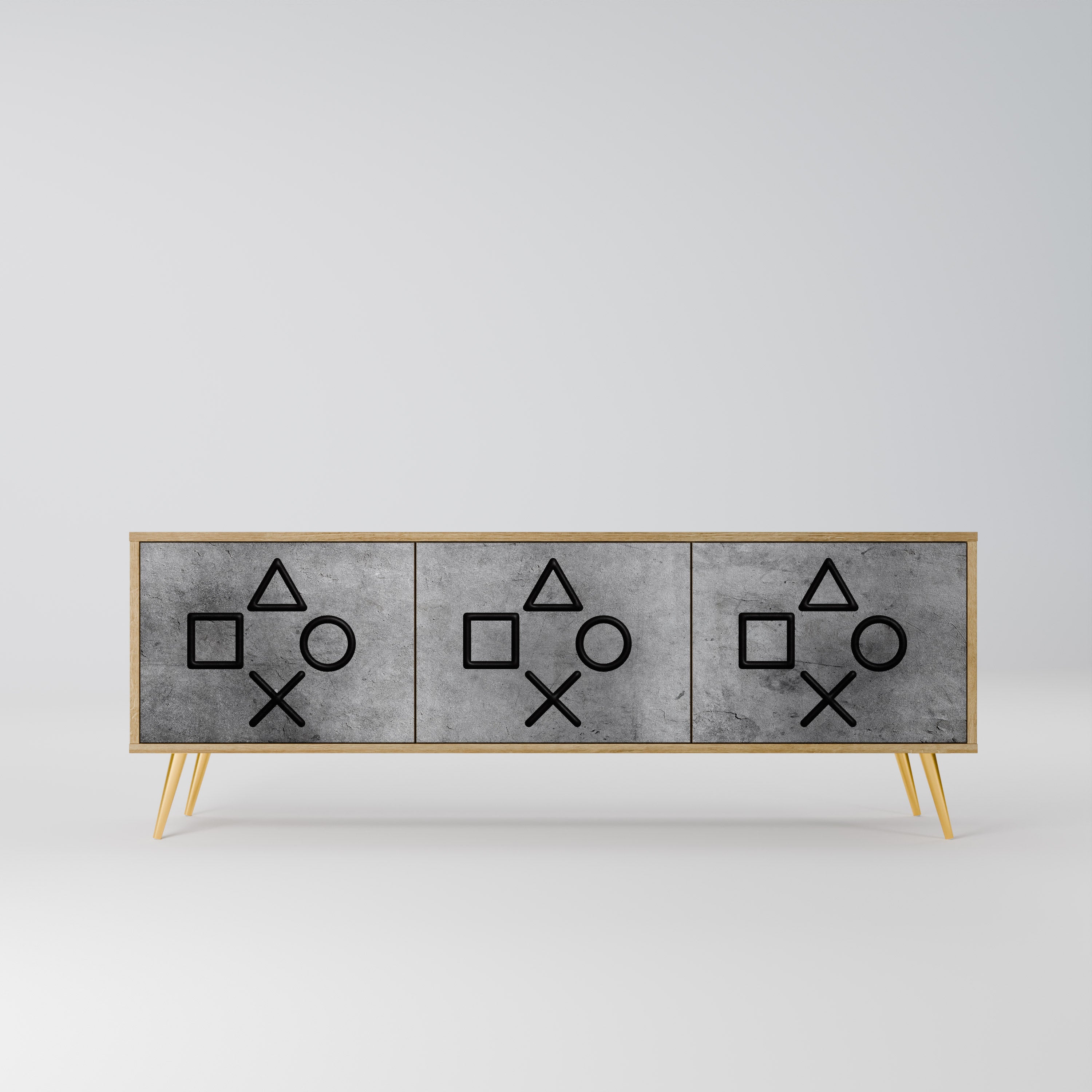 GAMER CHOICE 3-Door TV Stand in Oak Effect