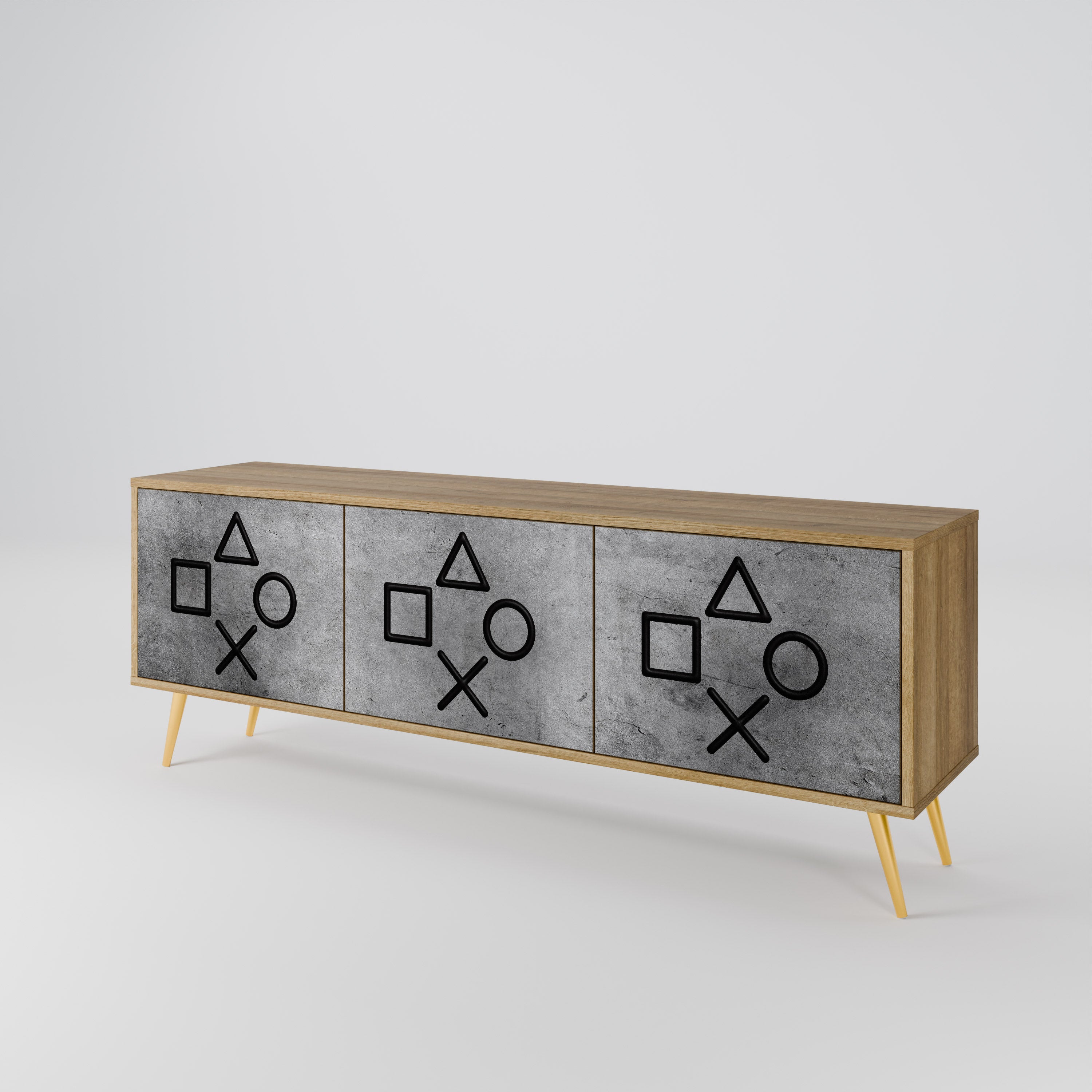 GAMER CHOICE 3-Door TV Stand in Oak Effect