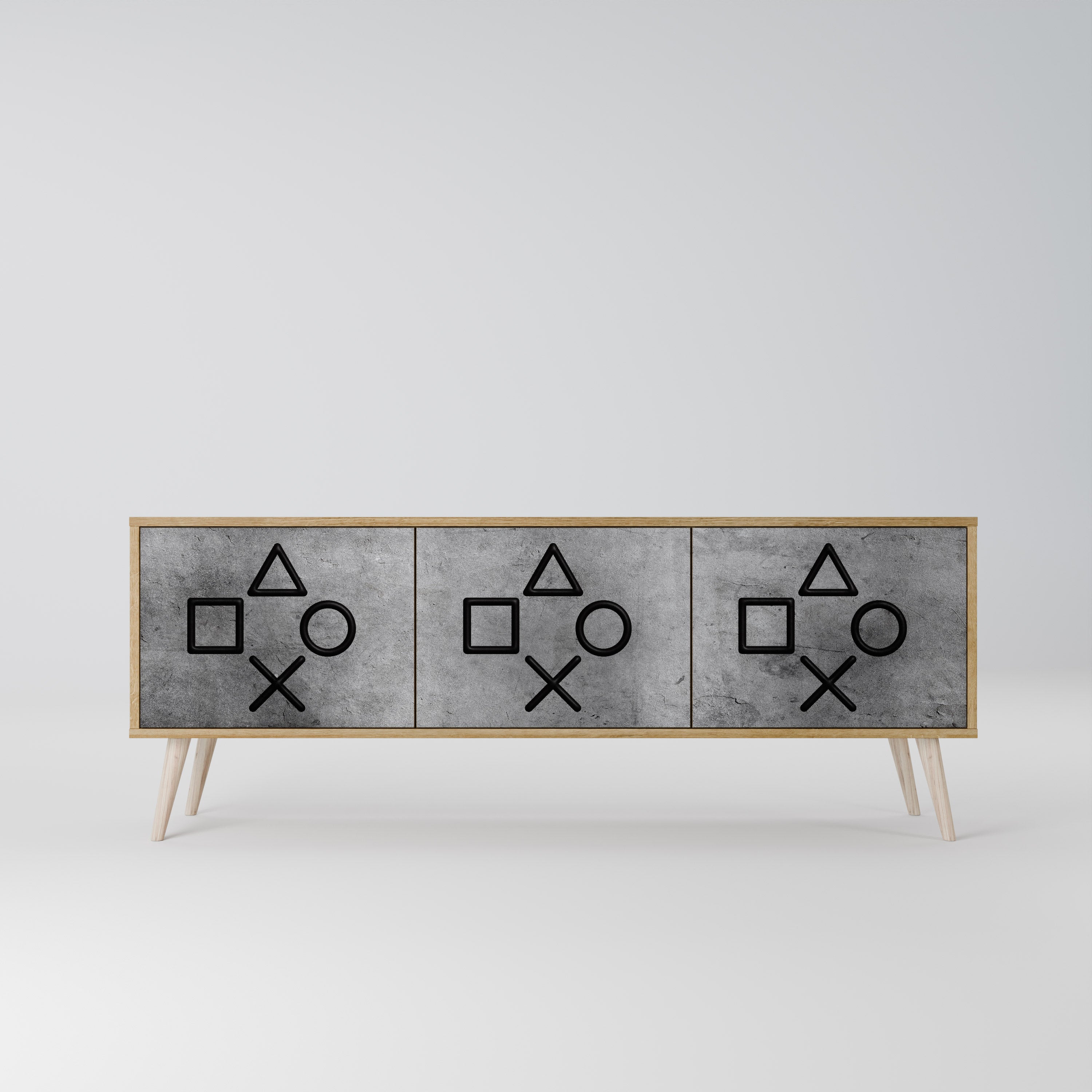 GAMER CHOICE 3-Door TV Stand in Oak Effect