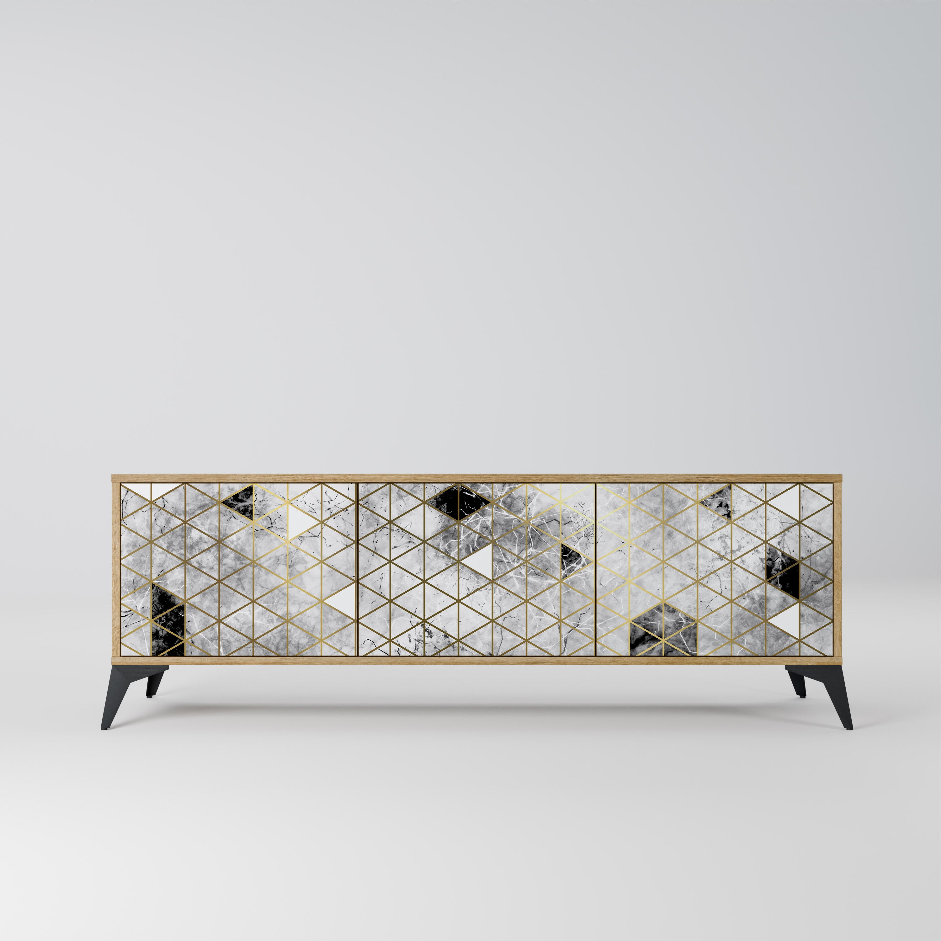 ASHEN ARIA 3-Door TV Stand in Oak Effect